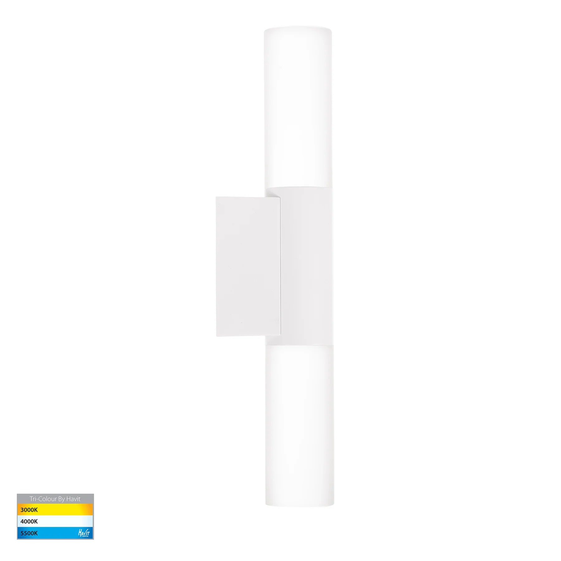 Havit Akril 2 Light Exterior Wall Lights Tri- Aluminium White 2x3W 240V IP65- HV10932T-WHT