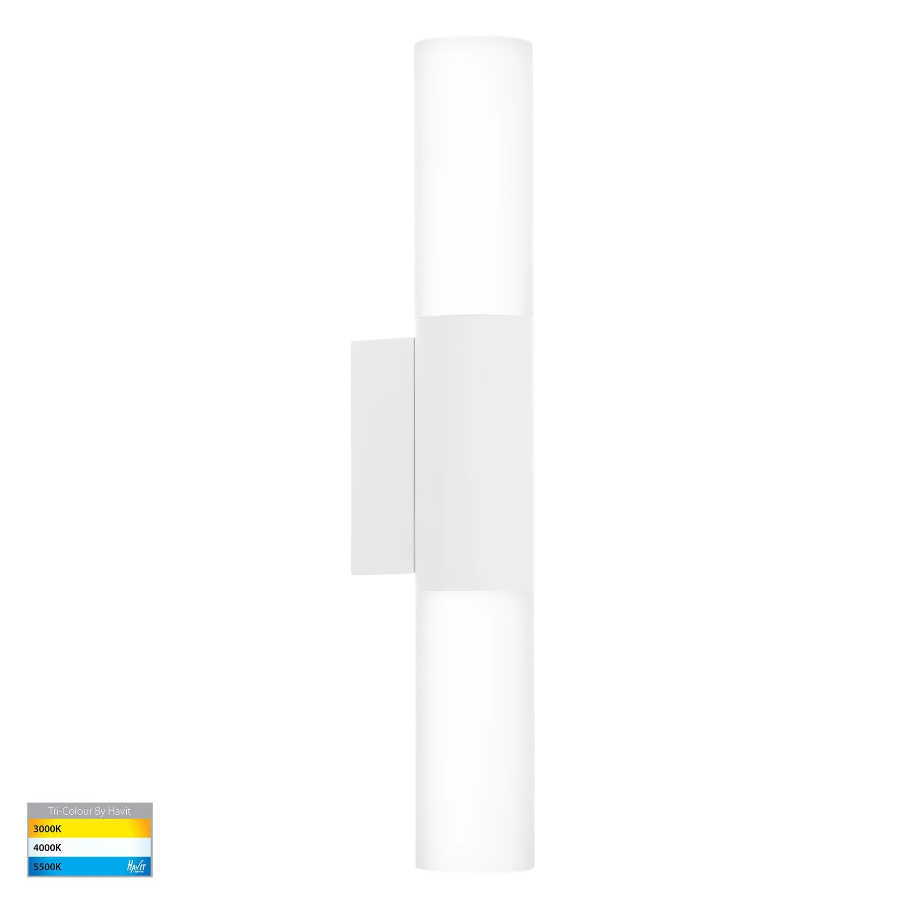 Havit Akril 2 Light Exterior Wall Lights Tri- Aluminium White 2x3W 240V IP65- HV10932T-WHT