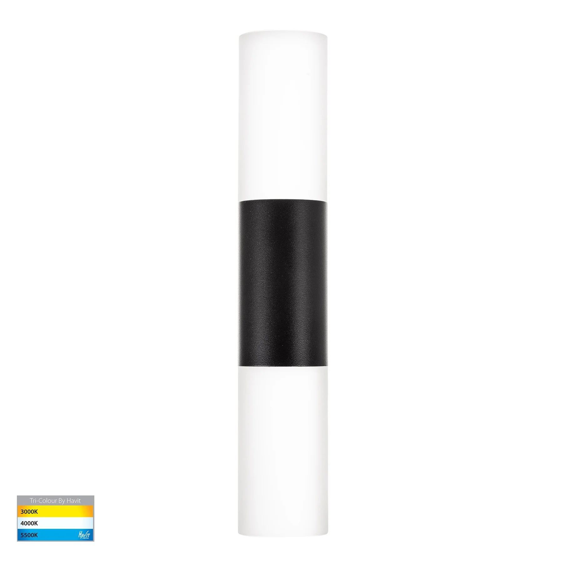 Havit Akril 2 Light Exterior Wall Lights Tri- Aluminium Black 2x5W 240V IP65- HV10942T-BLK