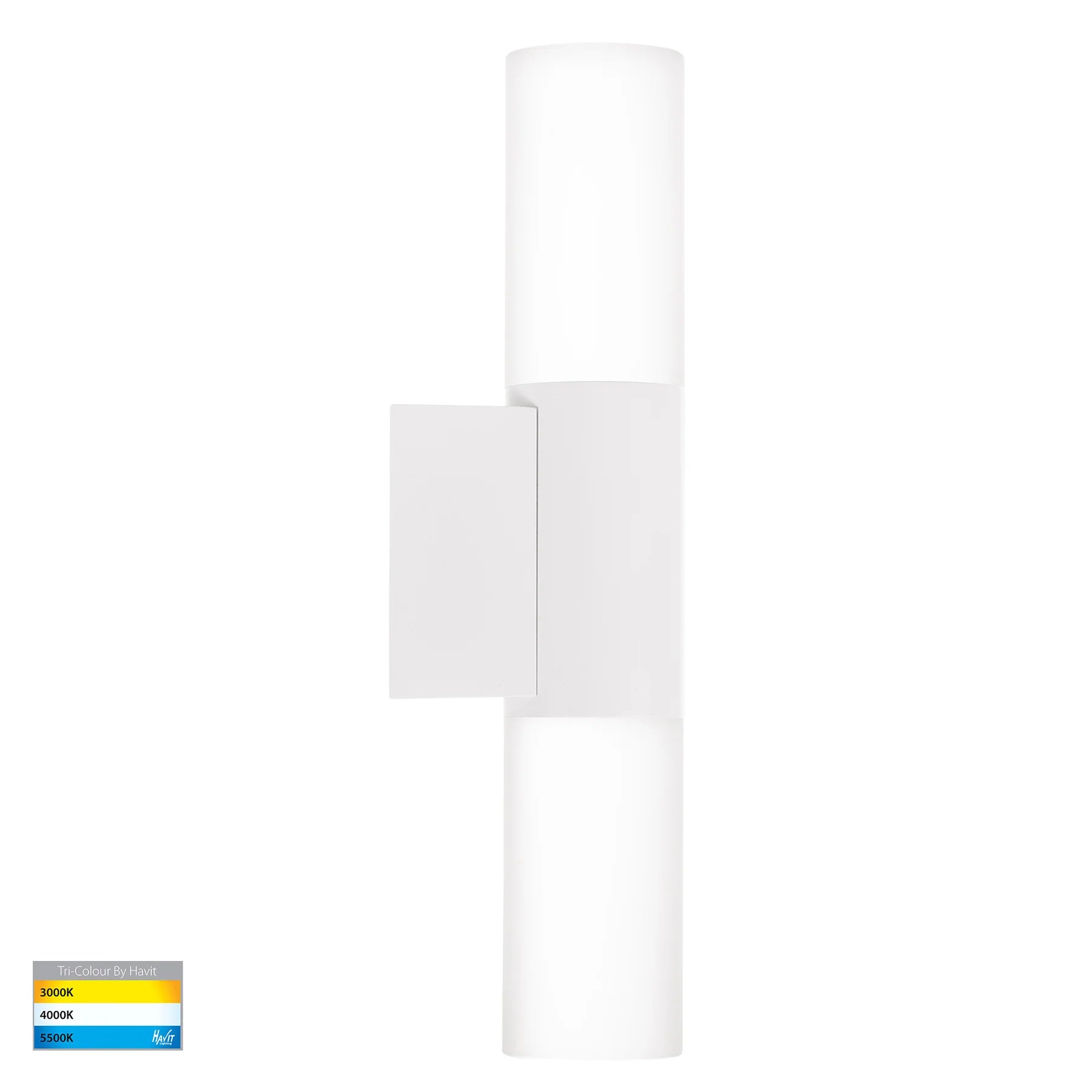 Havit Akril 2 Light Exterior Wall Lights Tri- Aluminium White 2x5W 240V IP65- HV10942T-WHT