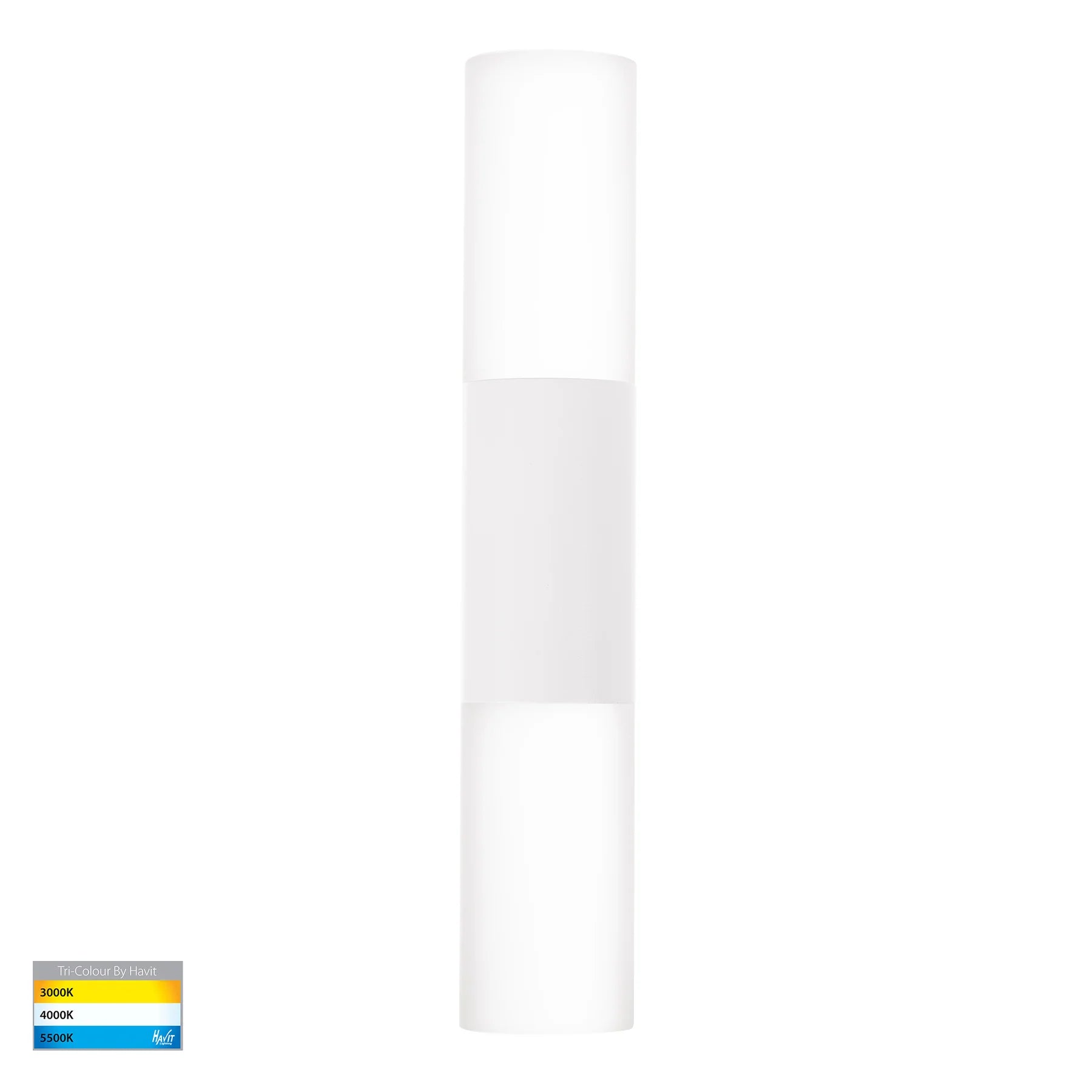 Havit Akril 2 Light Exterior Wall Lights Tri- Aluminium White 2x5W 240V IP65- HV10942T-WHT