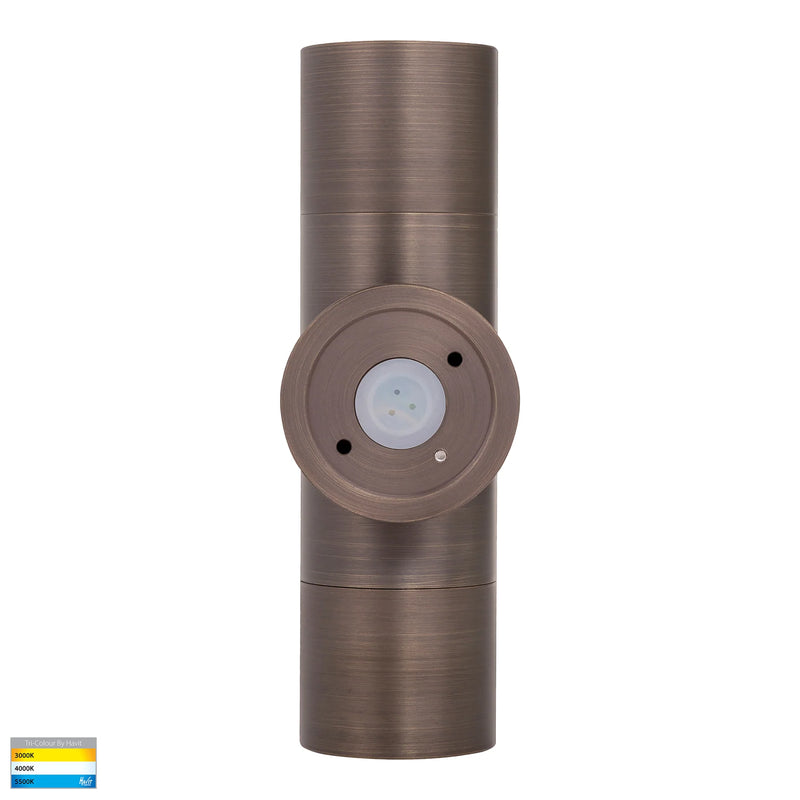 Havit Tivah Up & Down Pillar Wall Lights Tri - Antique Brass 2x3/5/7W / 2x5W 12V/240V IP65 - HV1095T-HV1097T
