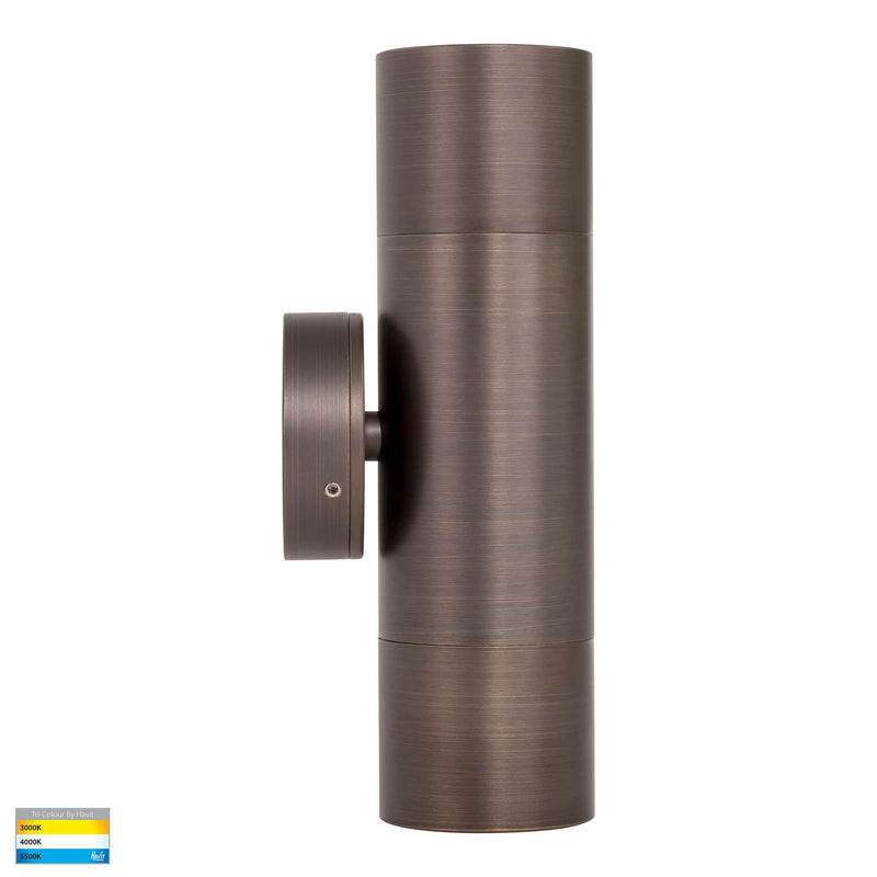 Havit Tivah Up & Down Pillar Wall Lights Tri - Antique Brass 2x3/5/7W / 2x5W 12V/240V IP65 - HV1095T-HV1097T