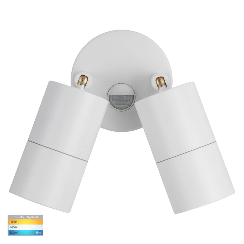 Havit Tivah with Sensor Double Adjustable Spot Exterior Wall Lights Tri - White 2x3/5/7W 240V IP65 - HV1335T-PIR, HV1336T-PIR - Havit Lighting