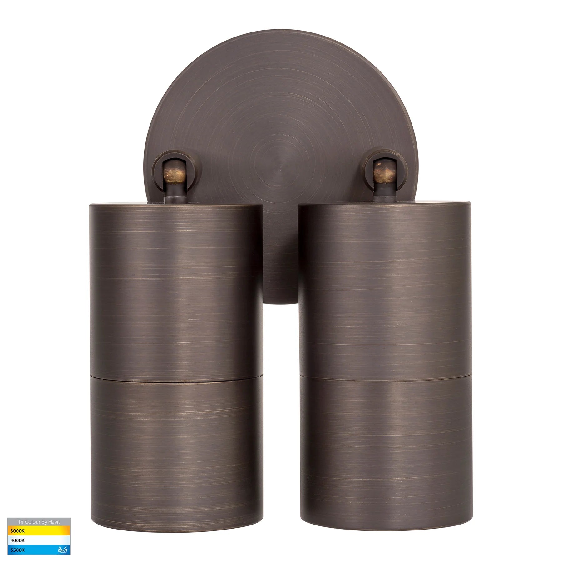Havit Tivah Double Adjustable Pillar Exterior Wall Lights Tri - Antique Brass 2x3/5/7W / 2x5W 12V/240V IP65 - HV1395T-HV1397T