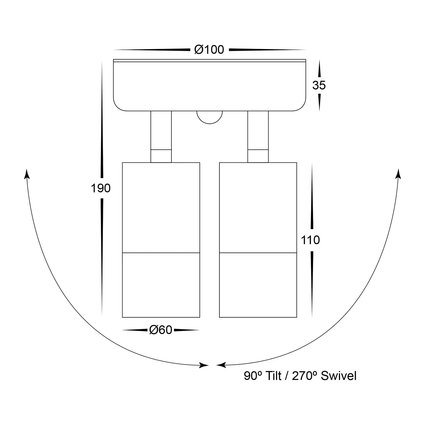 Havit Tivah with Sensor Double Adjustable Spot Exterior Wall Lights Tri - White 2x3/5/7W / 2x12W 240V IP65 - HV1335T-PIR, HV1336T-PIR