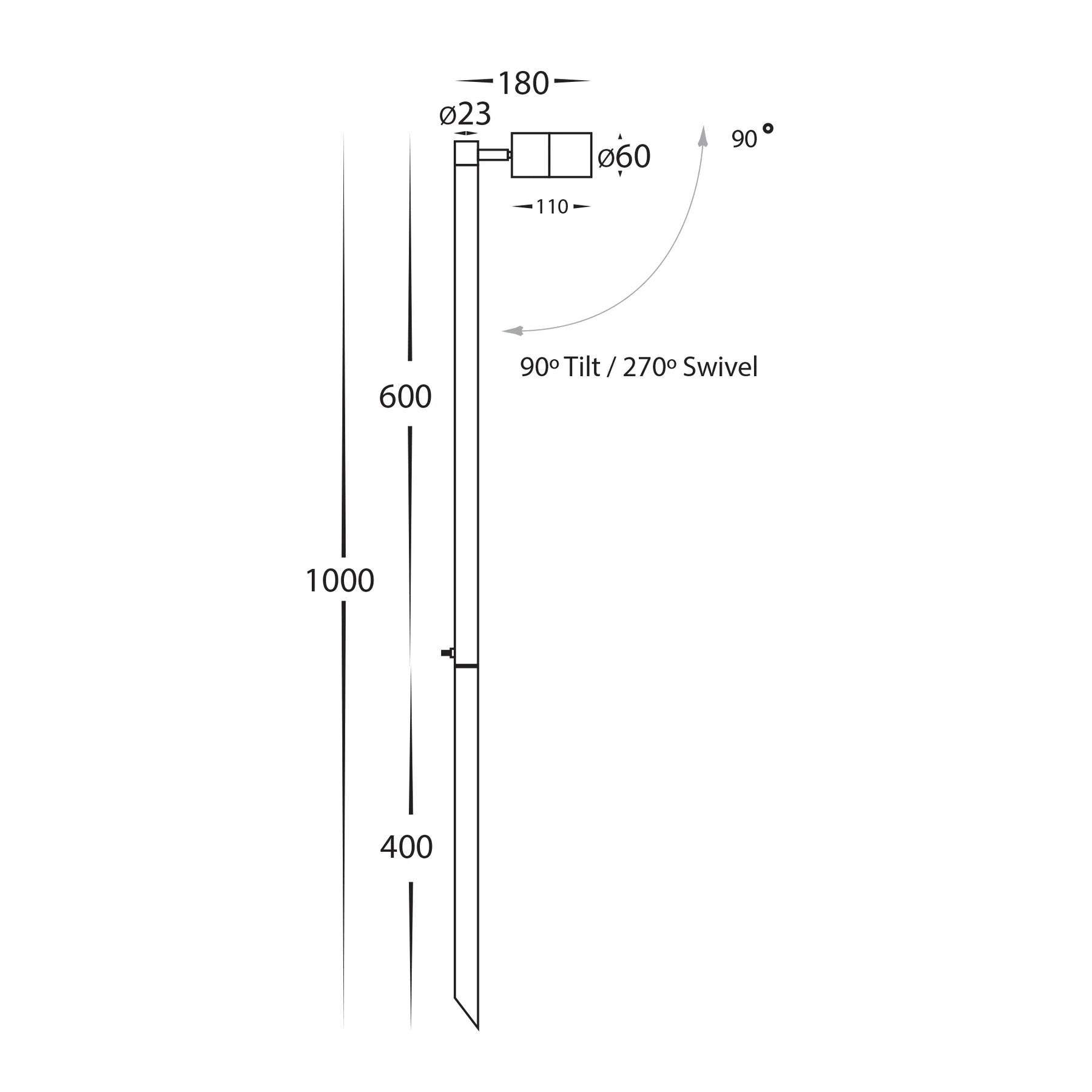 Havit Tivah Single Adjustable 1000mm Garden Spike Light Tri - Solid Copper 5W 12V IP65 - HV1403T-CP - Havit Lighting-