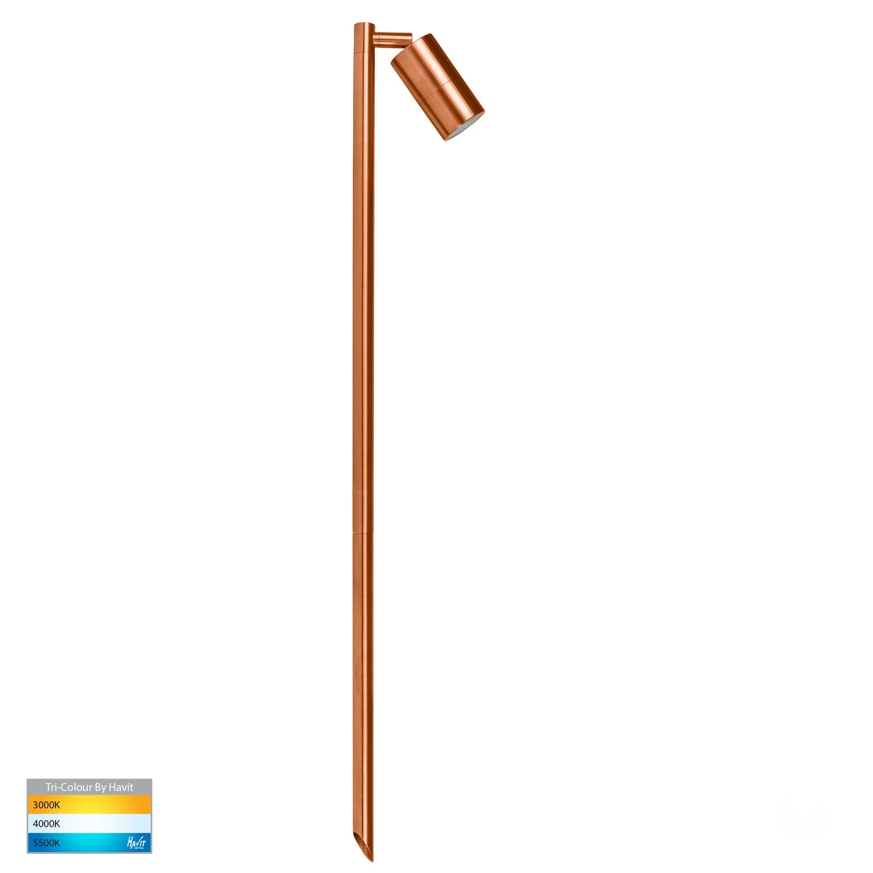 Havit Tivah Single Adjustable 1000mm Garden Spike Light Tri - Solid Copper 5W 12V IP65 - HV1403T-CP - Havit Lighting