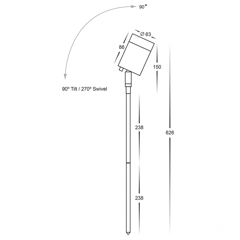 Havit Pointe Single Adjustable Garden Spike Light Tri - White 5W 12V IP65 - HV1421T-WHT- Havit Lighting