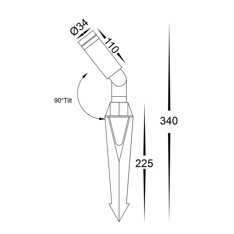 Havit Cilindor Single Adjustable Garden Spike Light Tri - Solid Brass 3W 12V IP65 - HV1435T-BR - Havit Lighting