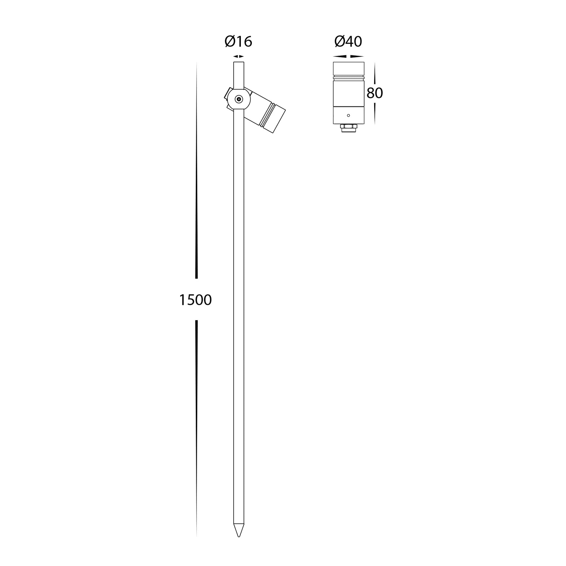 Havit Lille 1500mm Garden Spike Lights Tri- Black 2.5W 12/24V IP65- HV1441T-1-BLK 