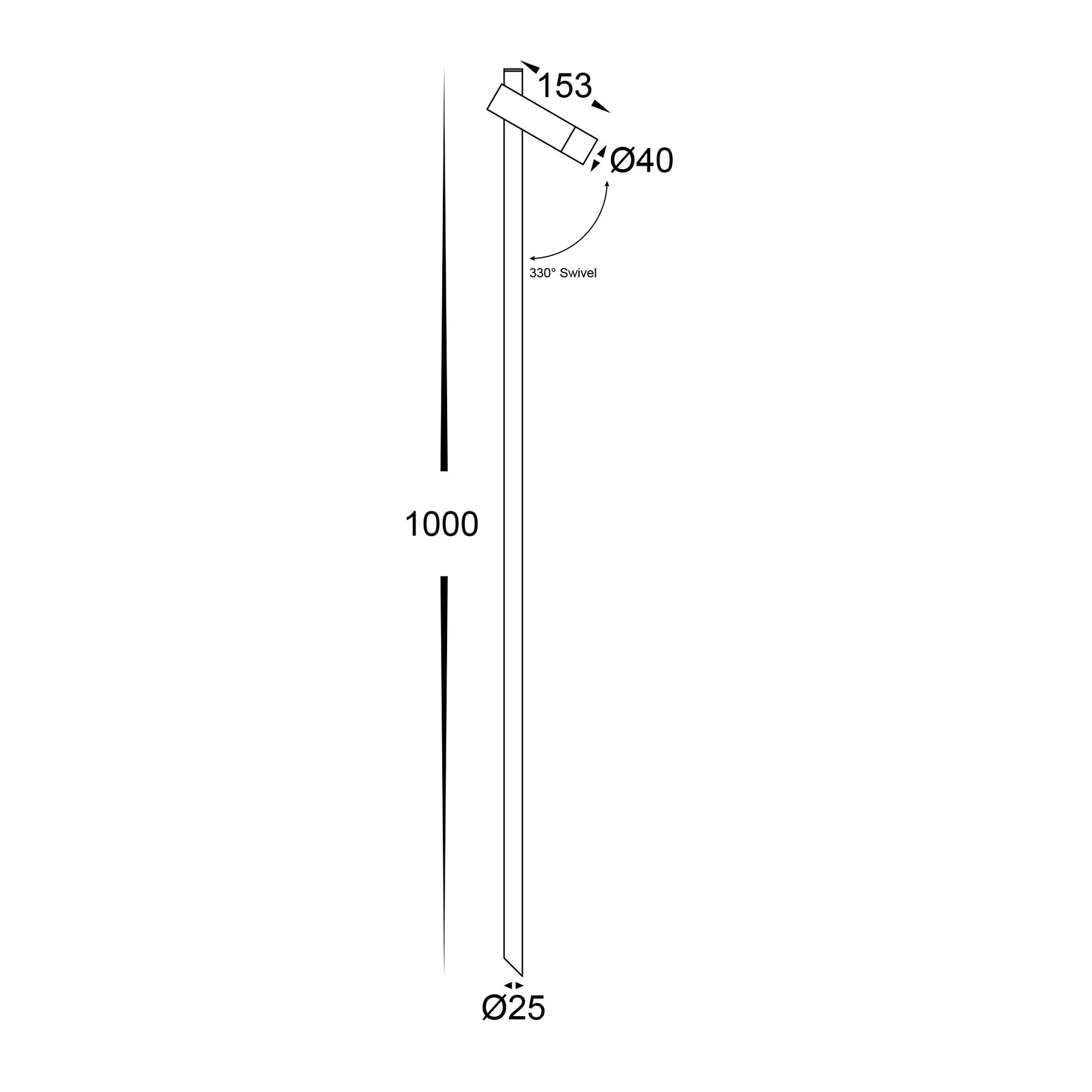 Havit Forgo Single Adjustable Garden Spike Spotlights Tri- Aluminium Black 3W 24V IP65- HV1591T-1-BLK-24V