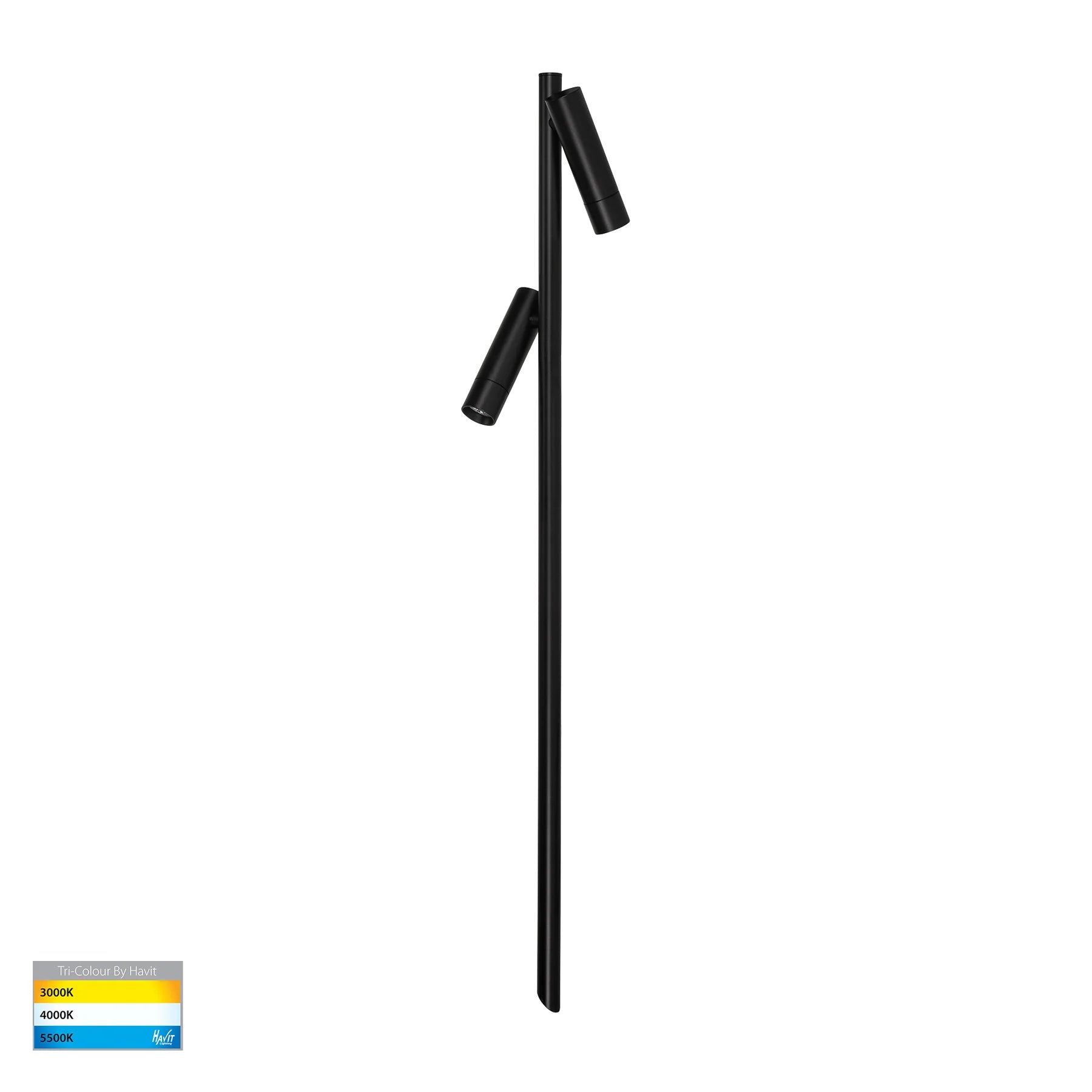Havit Forgo Double Adjustable Garden Spike Spotlights Tri- Aluminium Black 2x3W 24V IP65- HV1591T-2-BLK-24V