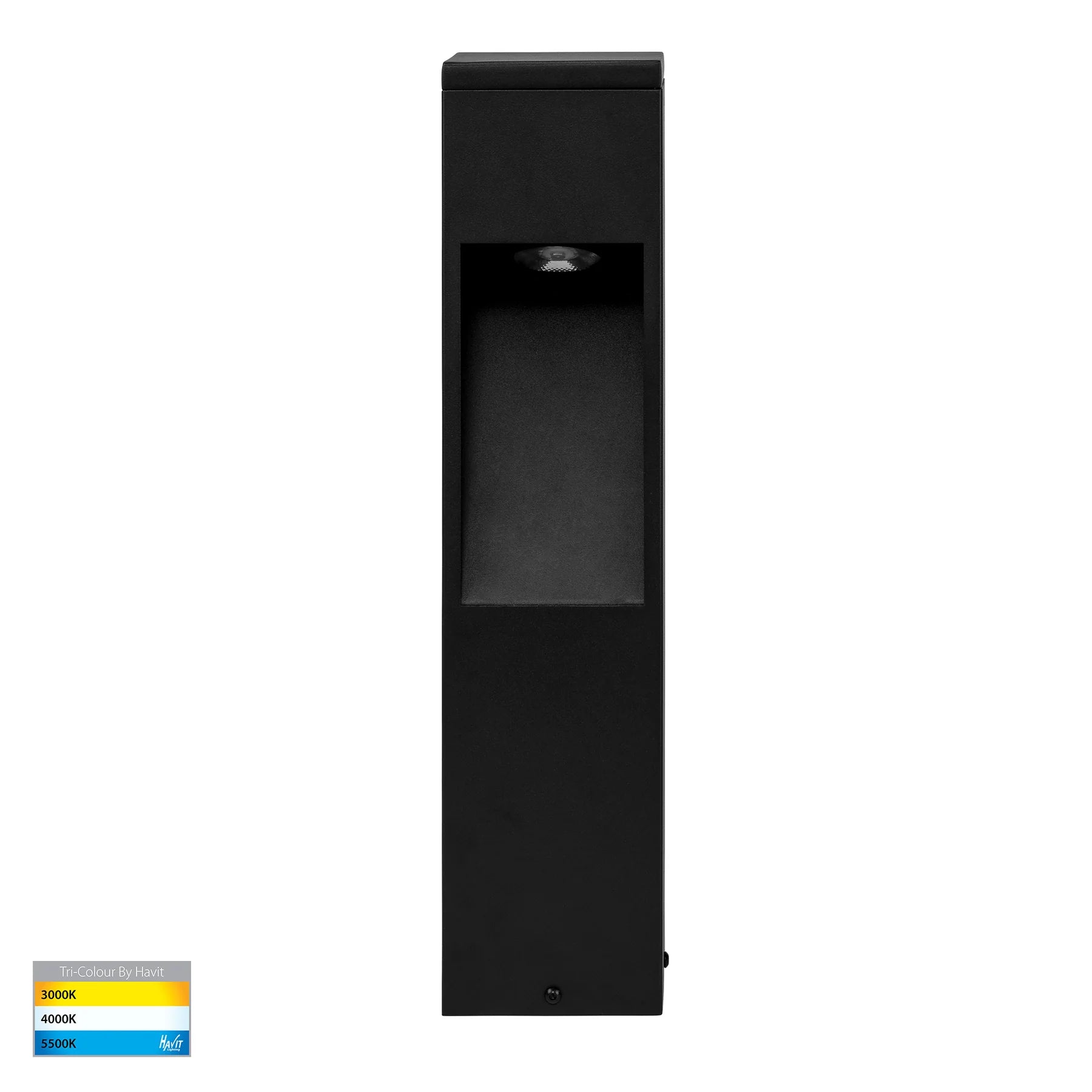 Havit Fedor Square 525mm LED Bollard Tri- Black 12W 24/240V IP65 - HV1630T-BLK-240V-SQ, HV1630T-BLK-24V-SQ