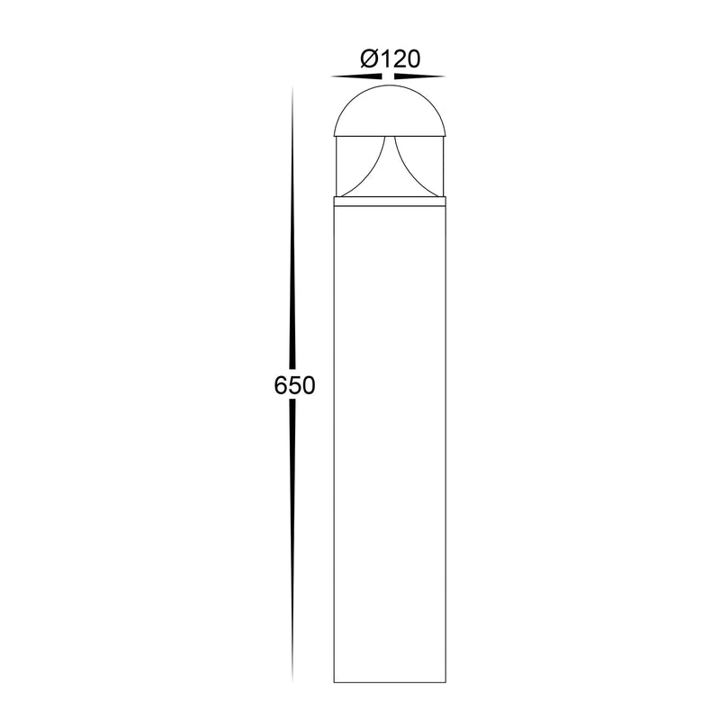 Havit Divad 650mm LED Bollards Tri- Black 12W 24V/240V IP65 - HV1632T-BLK-RND