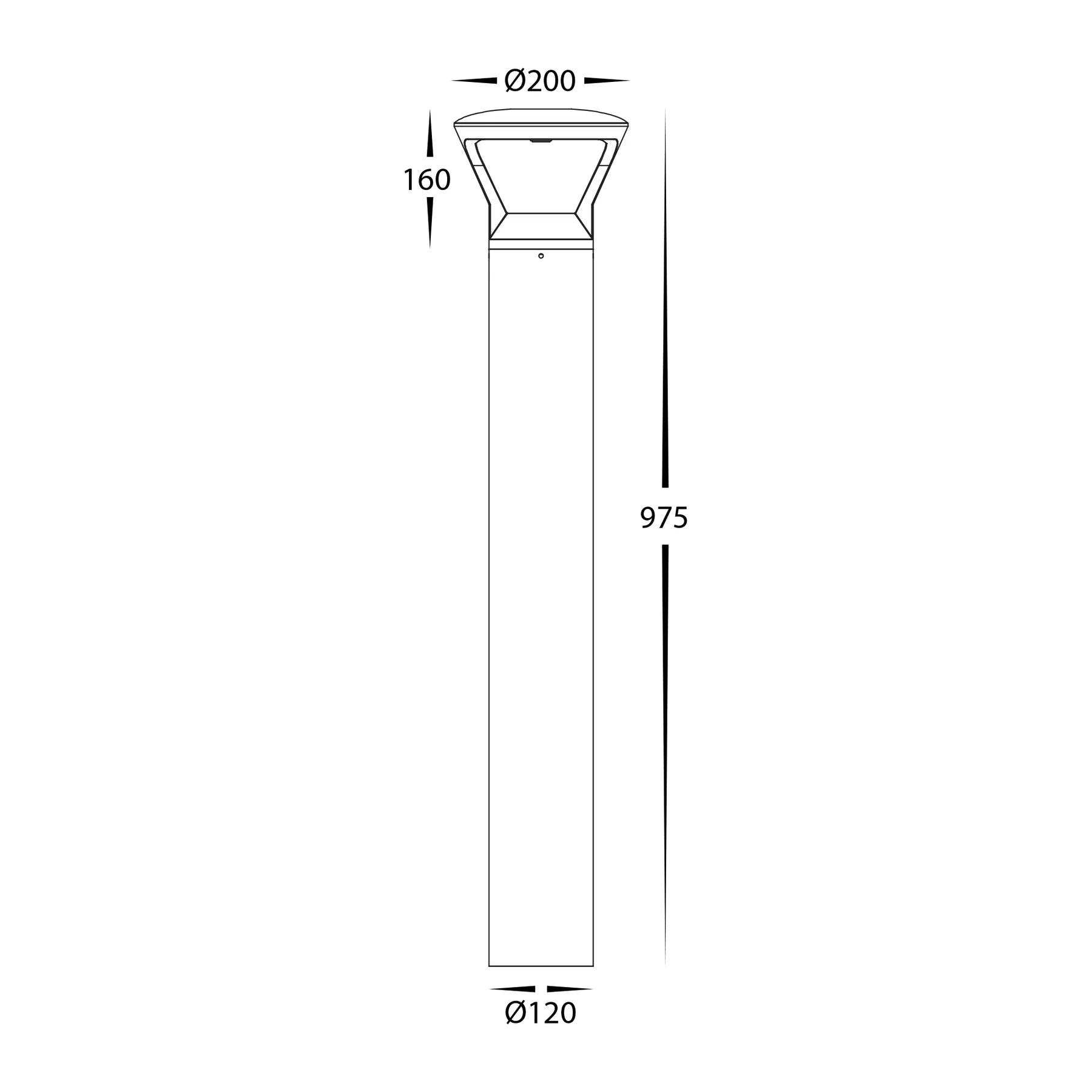 Havit Thema 975mm Round LED Bollards Tri- Aluminium Black 18W 24V/240V IP65- HV1643T-BLK-240V | HV1643T-BLK-24V