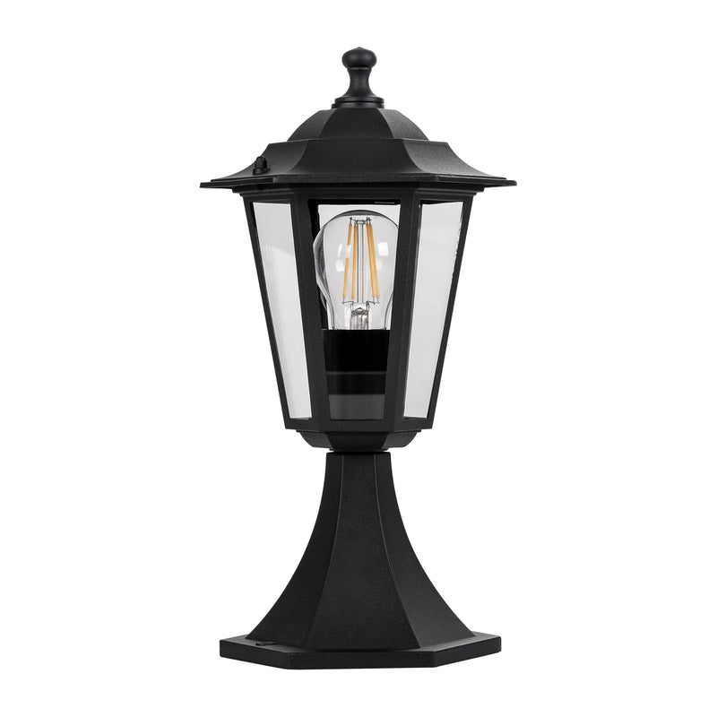 Havit Fibra 363mm 6 Panel Pillar Bollard Light 2700K Aluminium Black 240V IP44- HV1652W-BLK