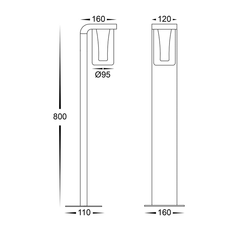 Havit Otaner Aluminium LED Bollards Tri- Black 10W 240V IP54 - HV1691T-BLK-240V