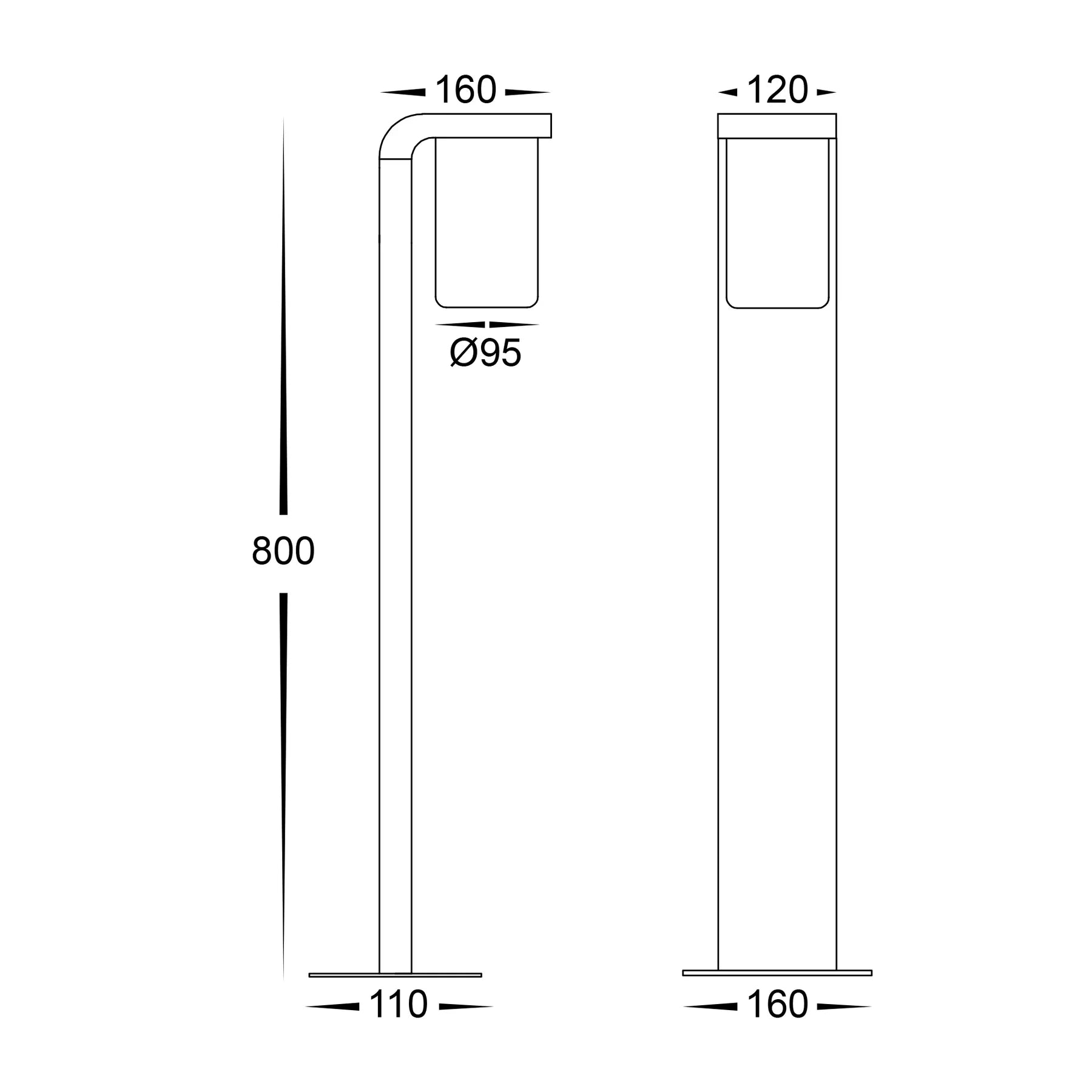 Havit Angela Aluminium LED Bollards 2700K Black 9W 240V IP54 - HV1692W-BLK