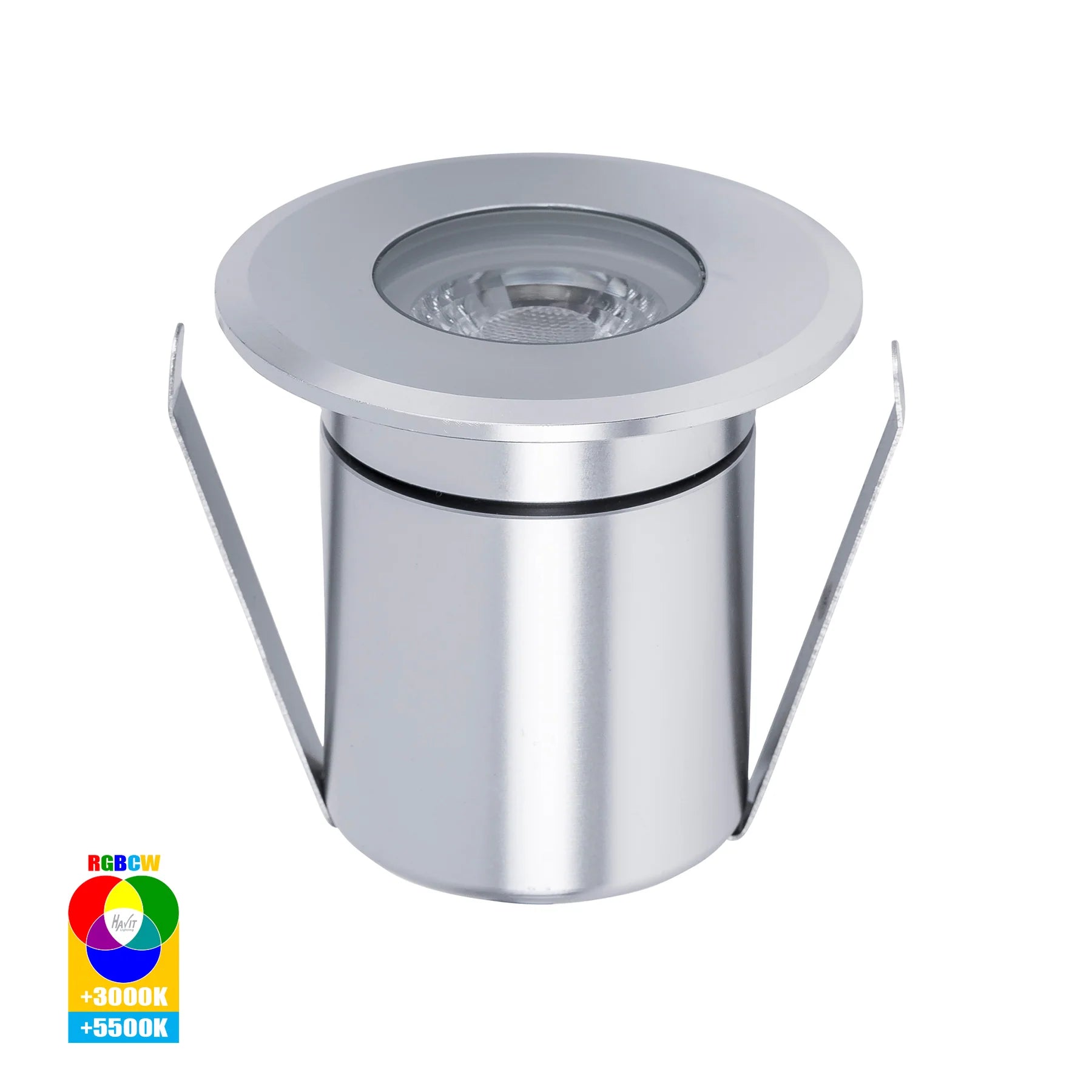 Havit Elite Wall/ Deck/ Inground Garden Step and Up Lights RGBCW Silver Aluminium 5W 12V IP65 - HV2882RGBCW-SLV