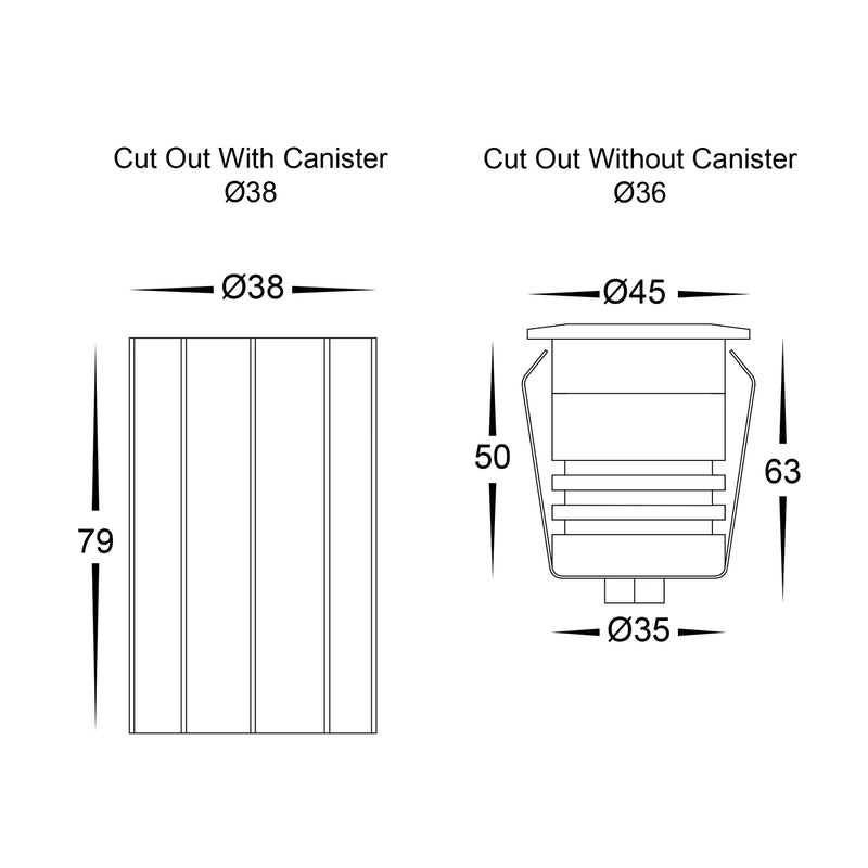 Havit Dek Inground Light Garden Step and Up Lights Tri - Black 3W 12V IP67 - HV2893T-BLK-12V - Havit Lighting