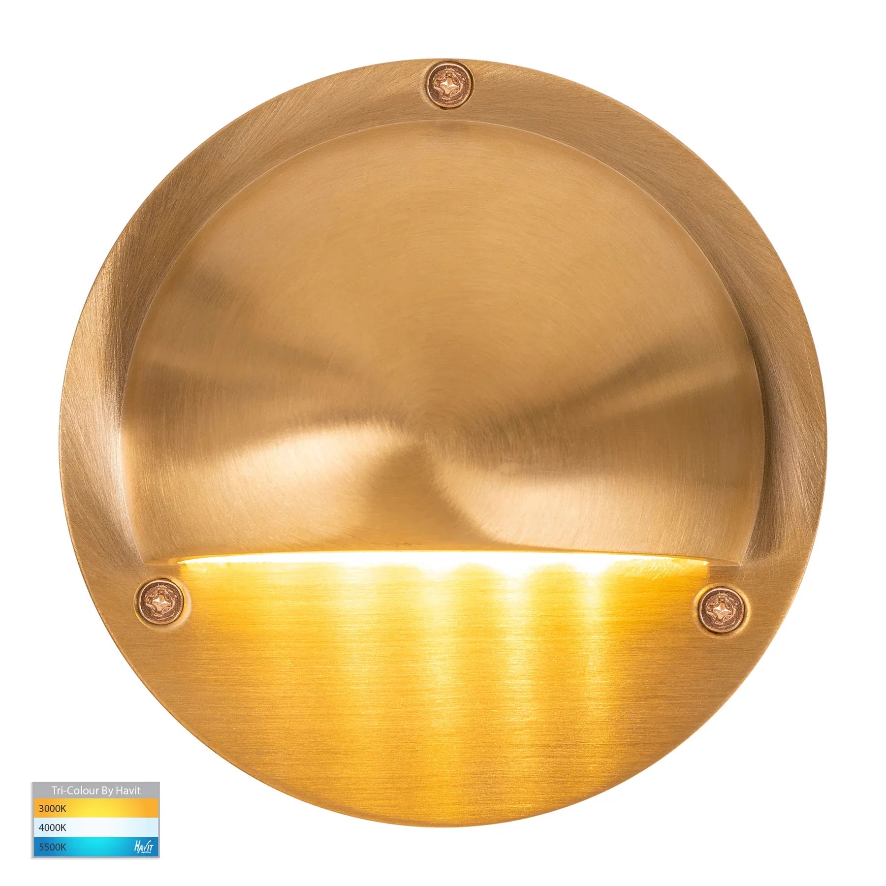 Havit Pinta with Eyelid Garden Step and Up Lights Tri- Solid Brass 2.3W 12/240V IP65 - HV2903T-BR - HV2904T-BR