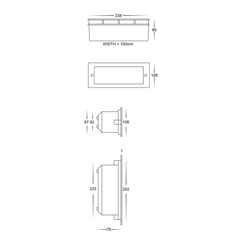 Havit Bata Brick Light with Plain Face Garden Step and Up Lights Tri - 316 Stainless Steel 10W 12/240V IP54 - HV3003T-SS316-12V, HV3003T-SS316-240V- Havit Lighting