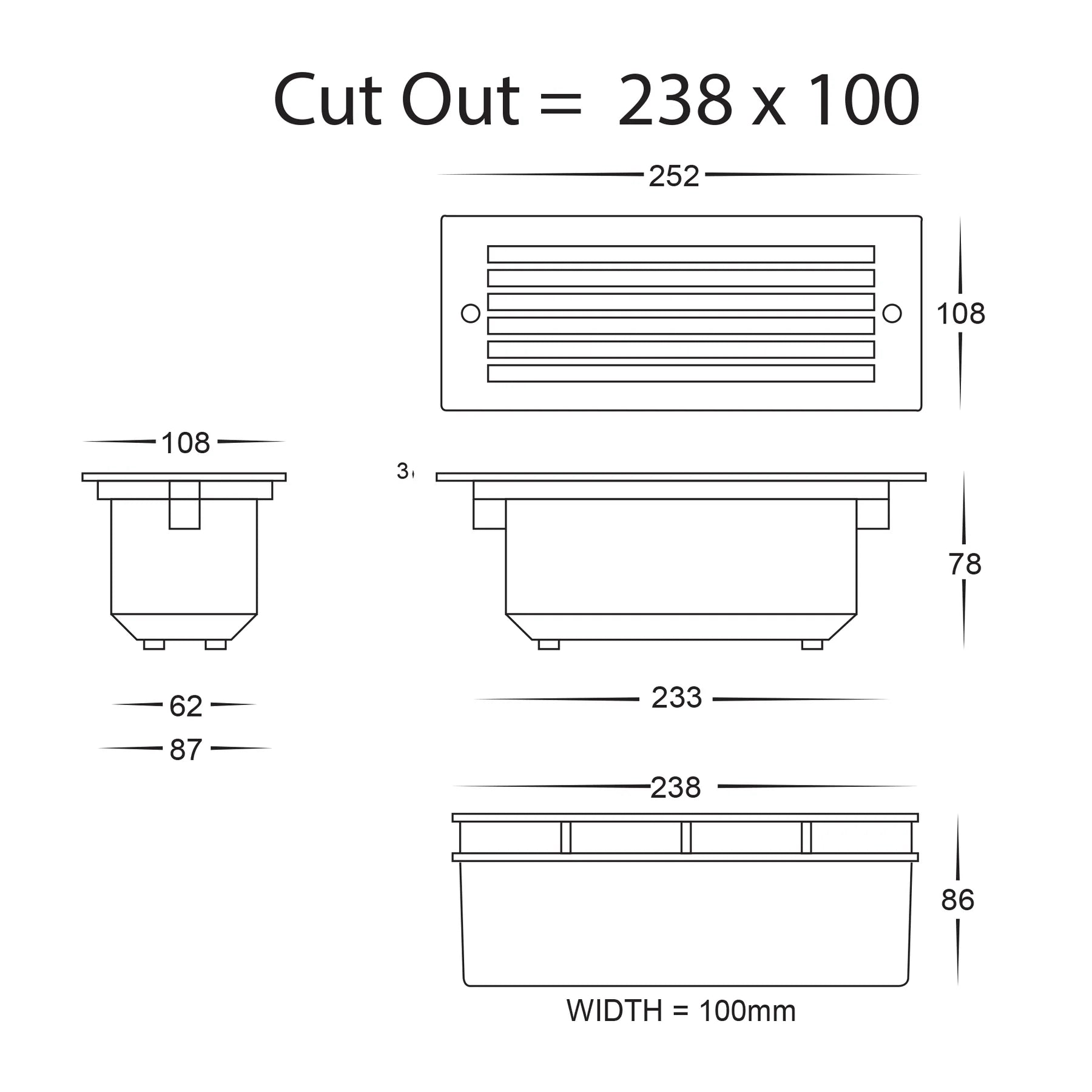 Havit Bata Brick Light with Grill Face Garden Step and Up Lights Tri- 316 Stainless Steel 10W 12/240V IP54 - HV3004T-SS316-12V, HV3004T-SS316-240V