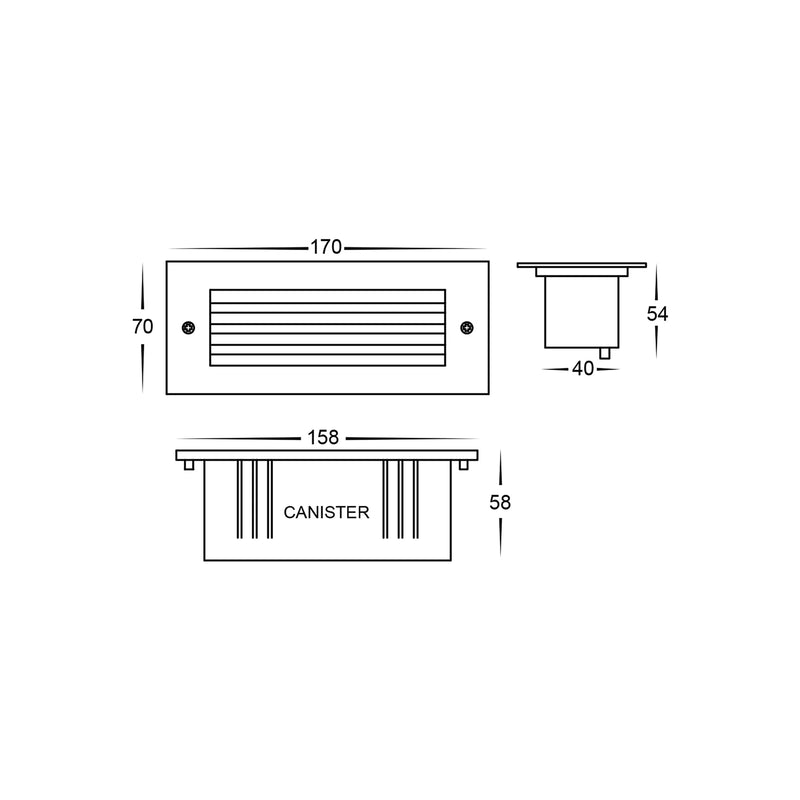 Havit Bata Brick Light with Grill Face Garden Step and Up Lights Tri - 316 Stainless Steel 6W 12/240V IP54 - HV3006T-SS316-12V, HV3006T-SS316-240V - Havit Lighting