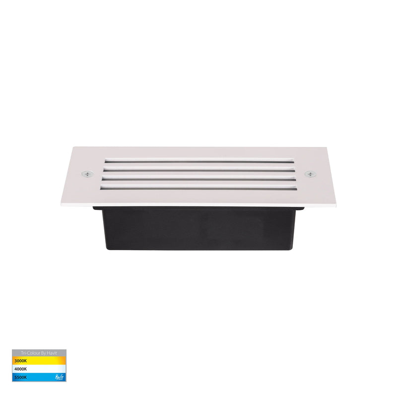 Havit Bata Brick Light with Grill Face Garden Step and Up Lights Tri- White 6W 12/240V IP54 - HV3006T-WHT-12V, HV3006T-WHT-240V