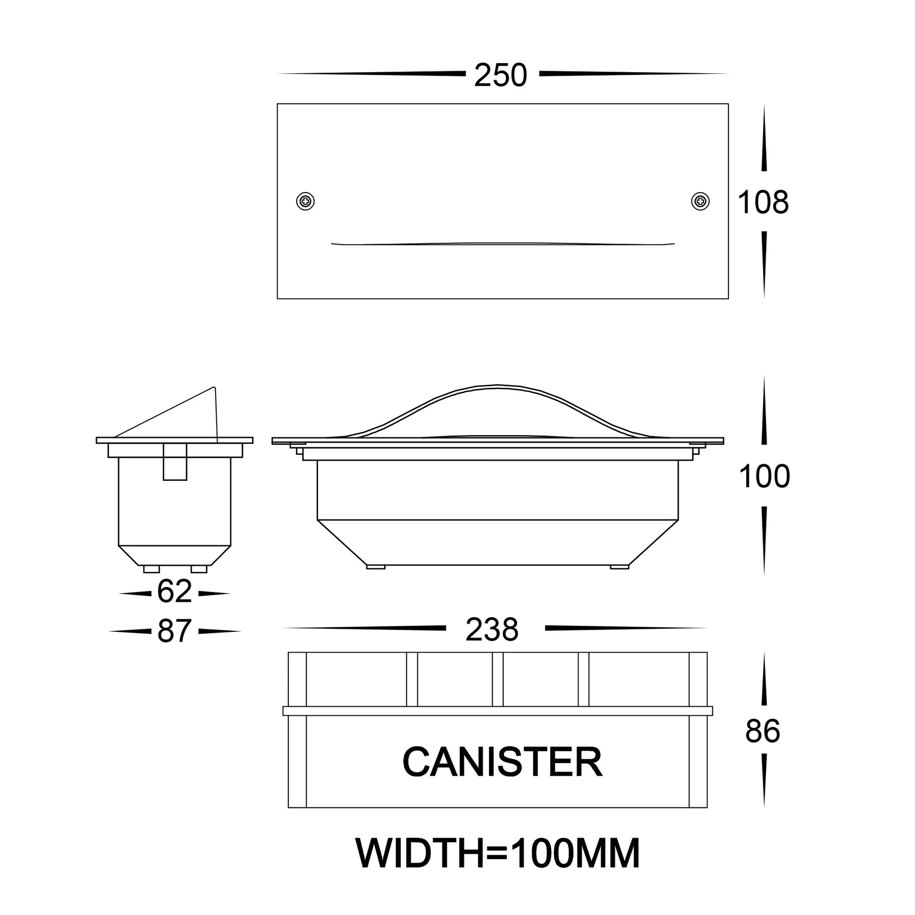 Havit Corba Recessed Brick Lights Tri- Brass 10W 12V/240V IP54- HV3013T-BR-12V | HV3013T-BR-240V