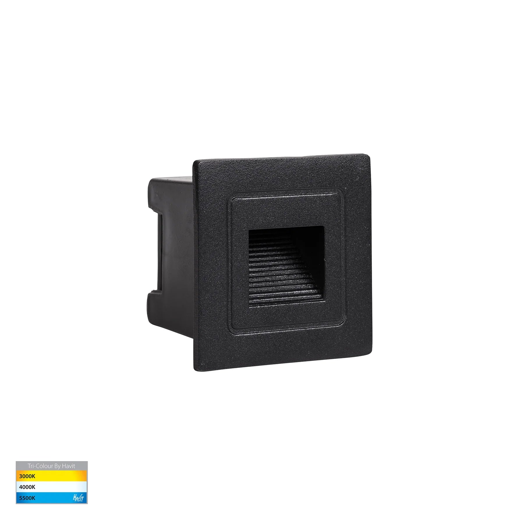 Havit Trin Small Square Recessed LED Exterior Step Lights Tri- Black 1W 12V IP54- HV3111T-BLK-12V