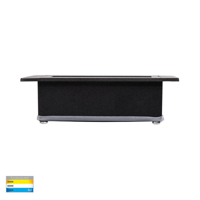 Havit Trin Rectangular Recessed Garden Step and Up Light Tri- Black 5W 12V/240V IP54- HV3113T-BLK-240V, HV3113T-BLK-12V