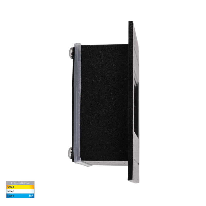 Havit Trin Rectangular Recessed Garden Step and Up Light Tri- Black 5W 12V/240V IP54- HV3113T-BLK-240V, HV3113T-BLK-12V