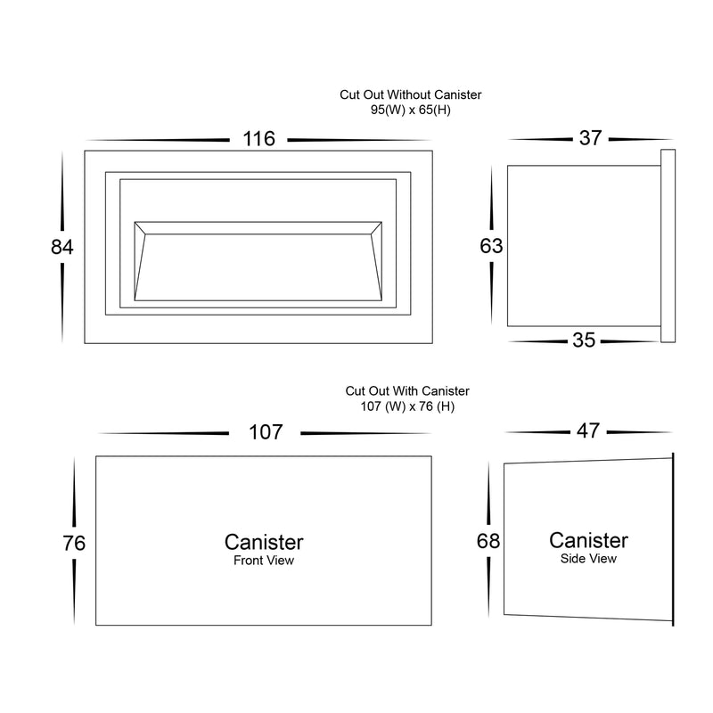Havit Trin Rectangular Recessed Garden Step and Up Light Tri- Black 5W 12V/240V IP54- HV3113T-BLK-240V, HV3113T-BLK-12V