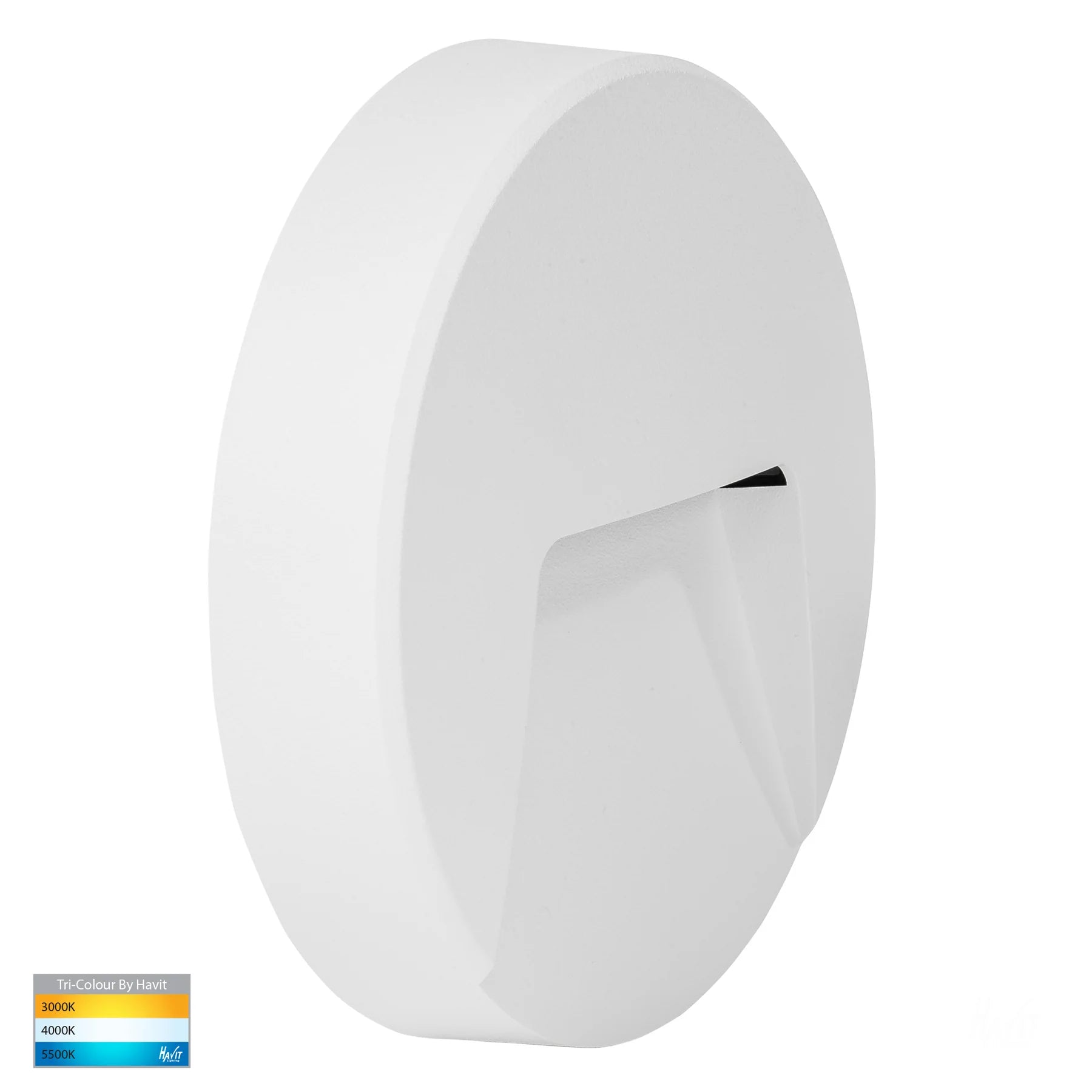 Havit Seefore Round Garden Step and Up Lights Tri - Polycarbonate White 3W 12V IP65 - HV3221T-WHT - Havit Lighting