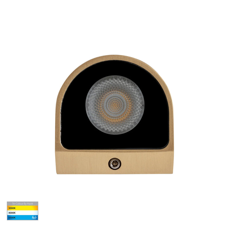 Havit Patra Surface Mounted Exterior Wall Lights Tri- Solid Brass 1.5W 12V IP65- HV3284T-BR-12V
