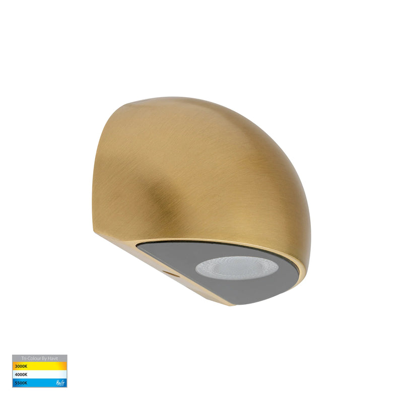 Havit Serres Surface Mounted Exterior Wall Lights Tri- Solid Brass 1.5W 12V IP65- HV3286T-BR-12V