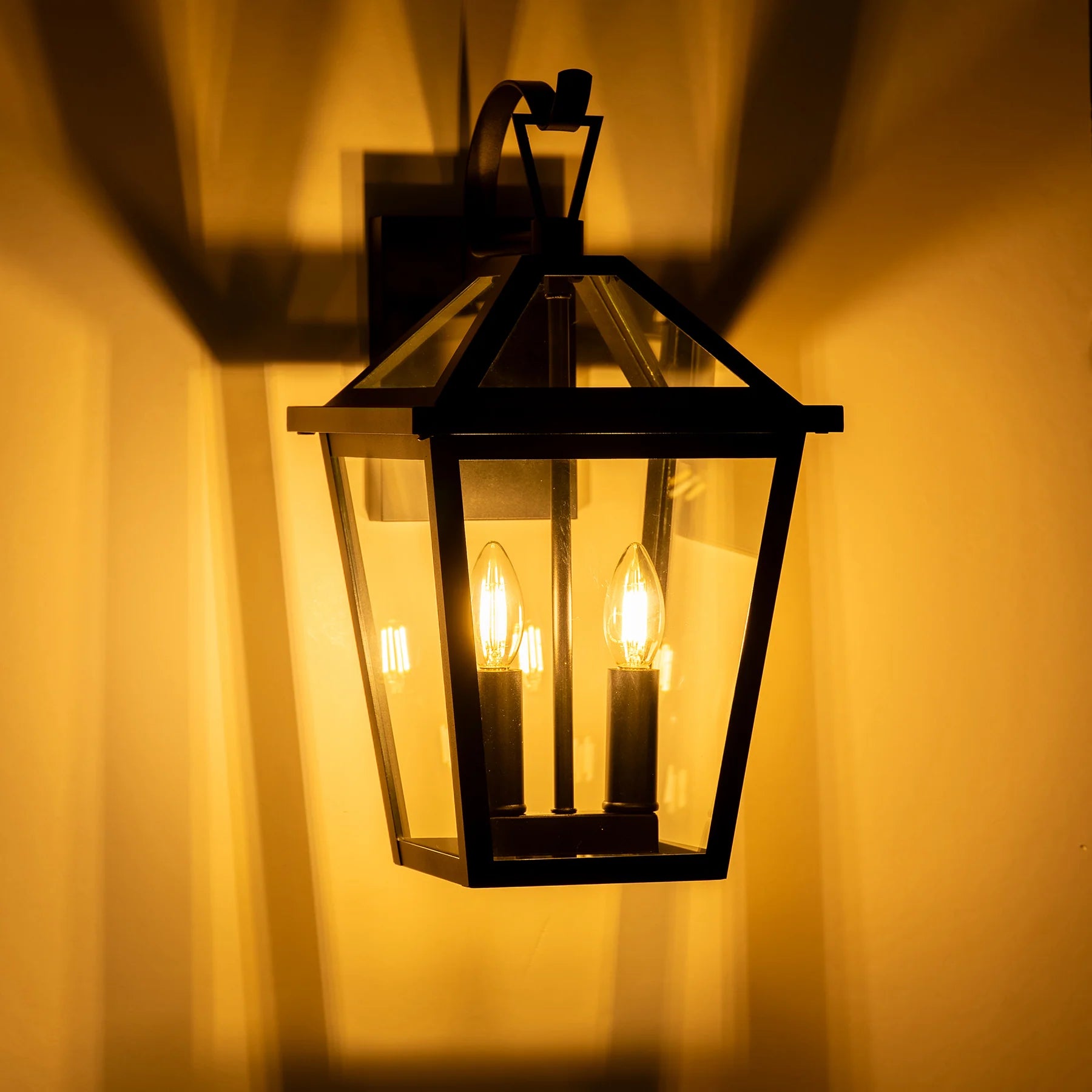 Havit Karter Galvanised Iron Exterior Wall Lights 2700K Black 2x4W 240V IP44- HV3538W-S-BLK