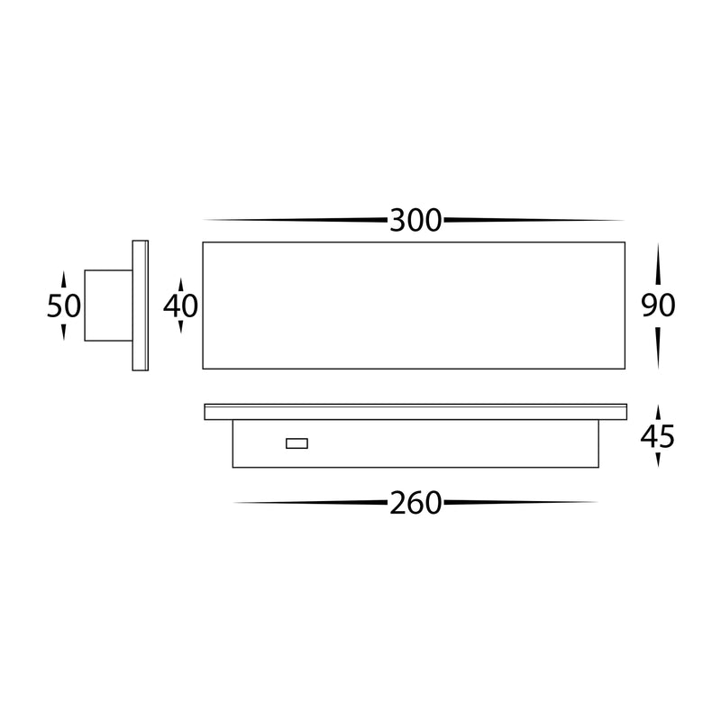 Havit Barline Shadow 300mm Exterior Wall Lights Tri - Aluminium Black 4.5W-9W 240V IP65 - HV3571T-BLK