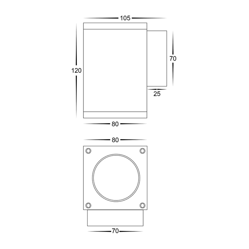 Havit Quadru Square Fixed Down Exterior Wall Lights Tri - Black 5W 240V IP54 - HV3623T-BLK - Havit Lighting