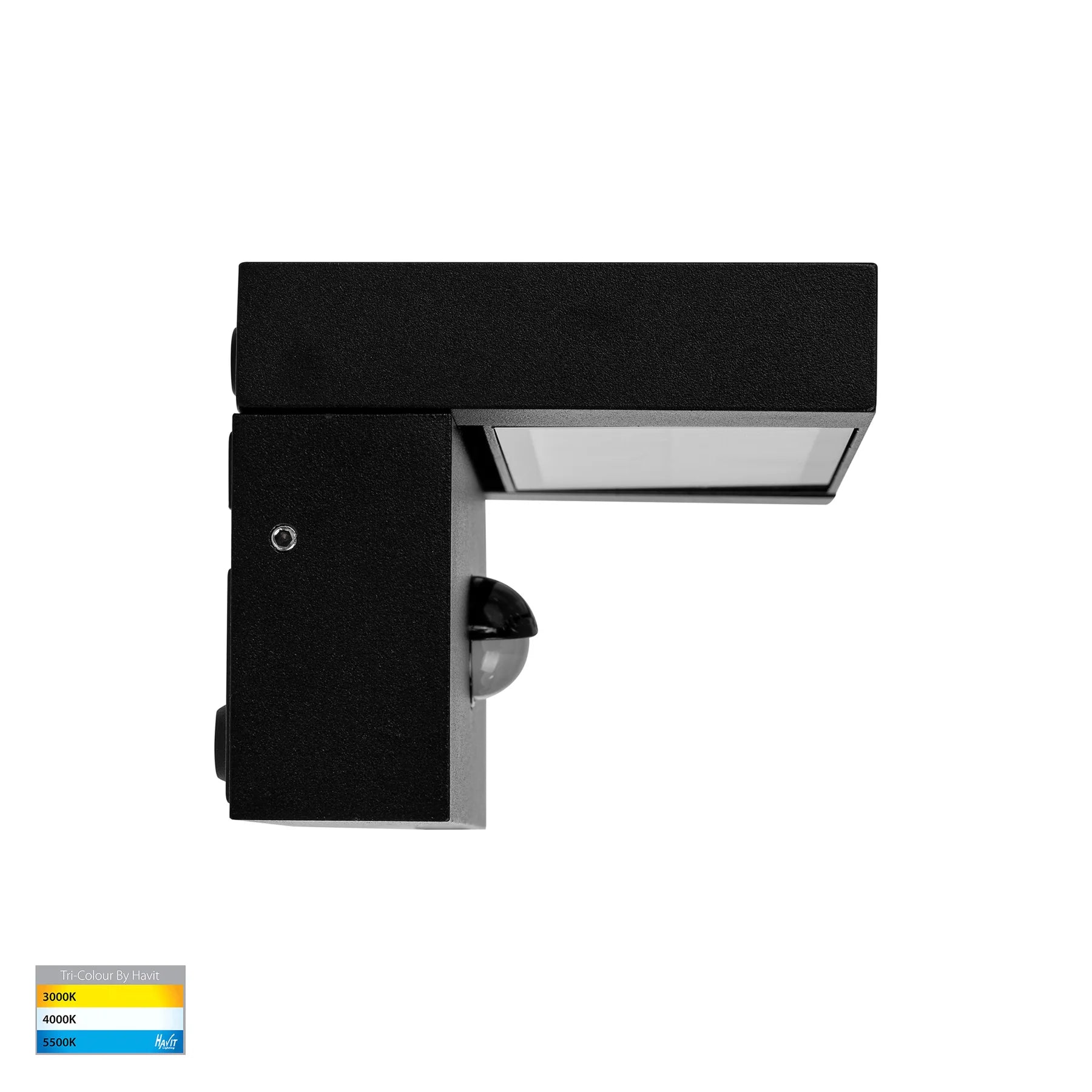 Havit Locu Adjustable LED Floodlight with Sensor Tri- Aluminium Black 12W 240V IP65- HV3731T-BLK-PIR