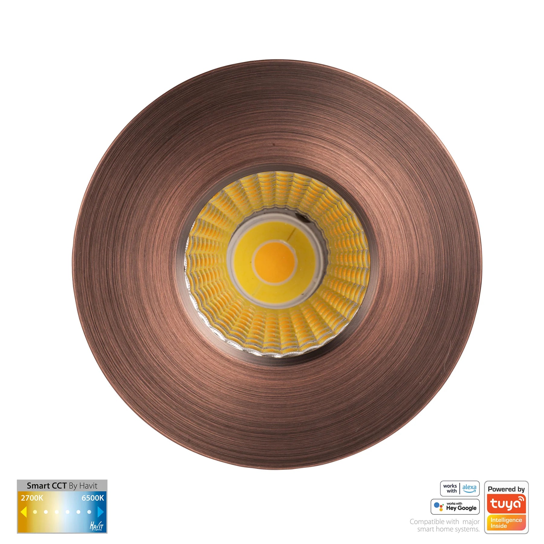 Havit Prime Fixed CCT WIFI LED Downlights 2700K- 6500K Antique Brass 12W 240V IP54- HV5511CCT-AB 