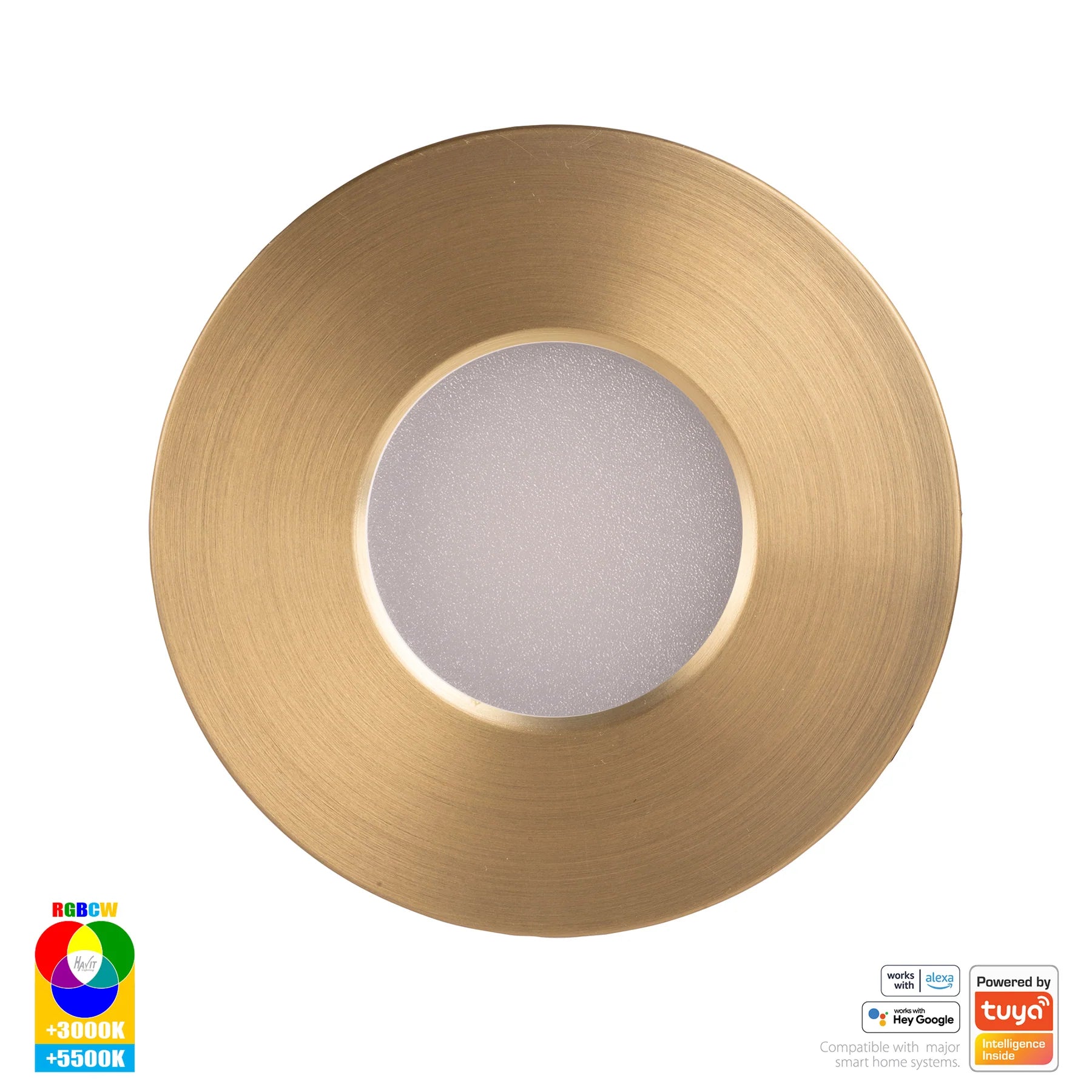 Havit Prime Fixed WIFI LED Downlights RGBCW Brass 12W 240V IP54- HV5511RGBCW-BR