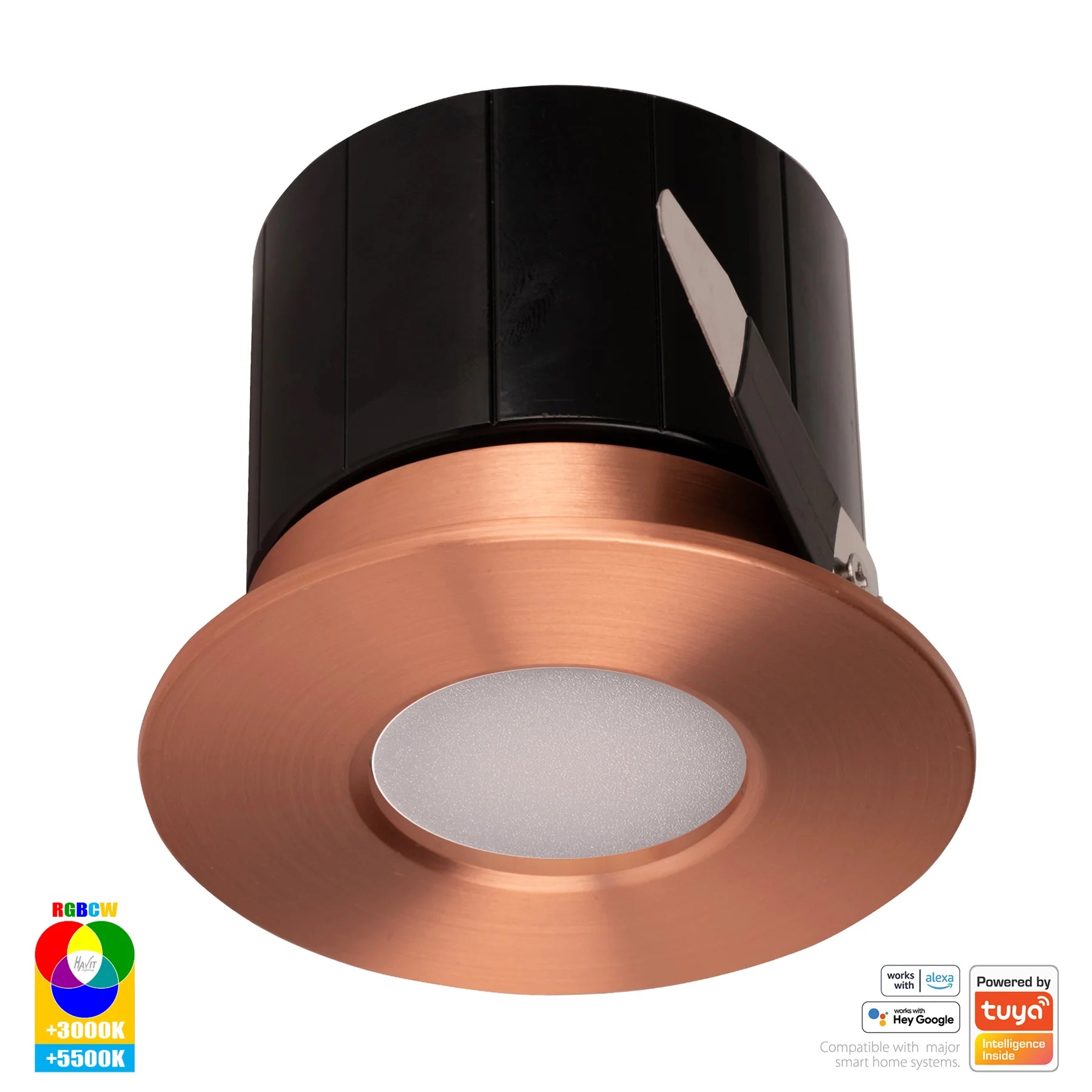 Havit Prime Fixed WIFI LED Downlights RGBCW Copper 12W 240V IP54- HV5511RGBCW-CP