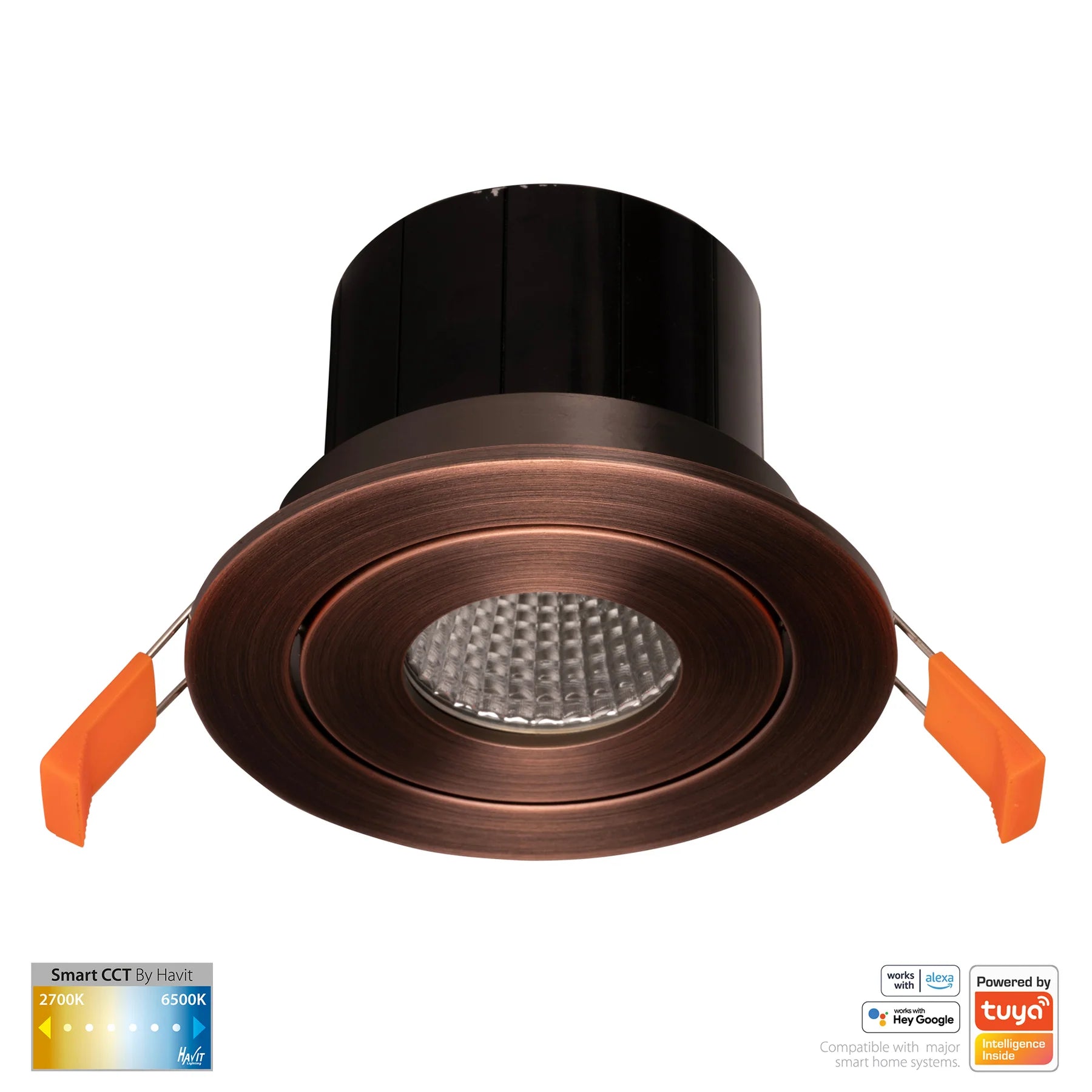 Havit Prime Tilt CCT WIFI LED Downlights 2700K-6500K Antique Brass 12W 240V IP54- HV5512CCT-AB
