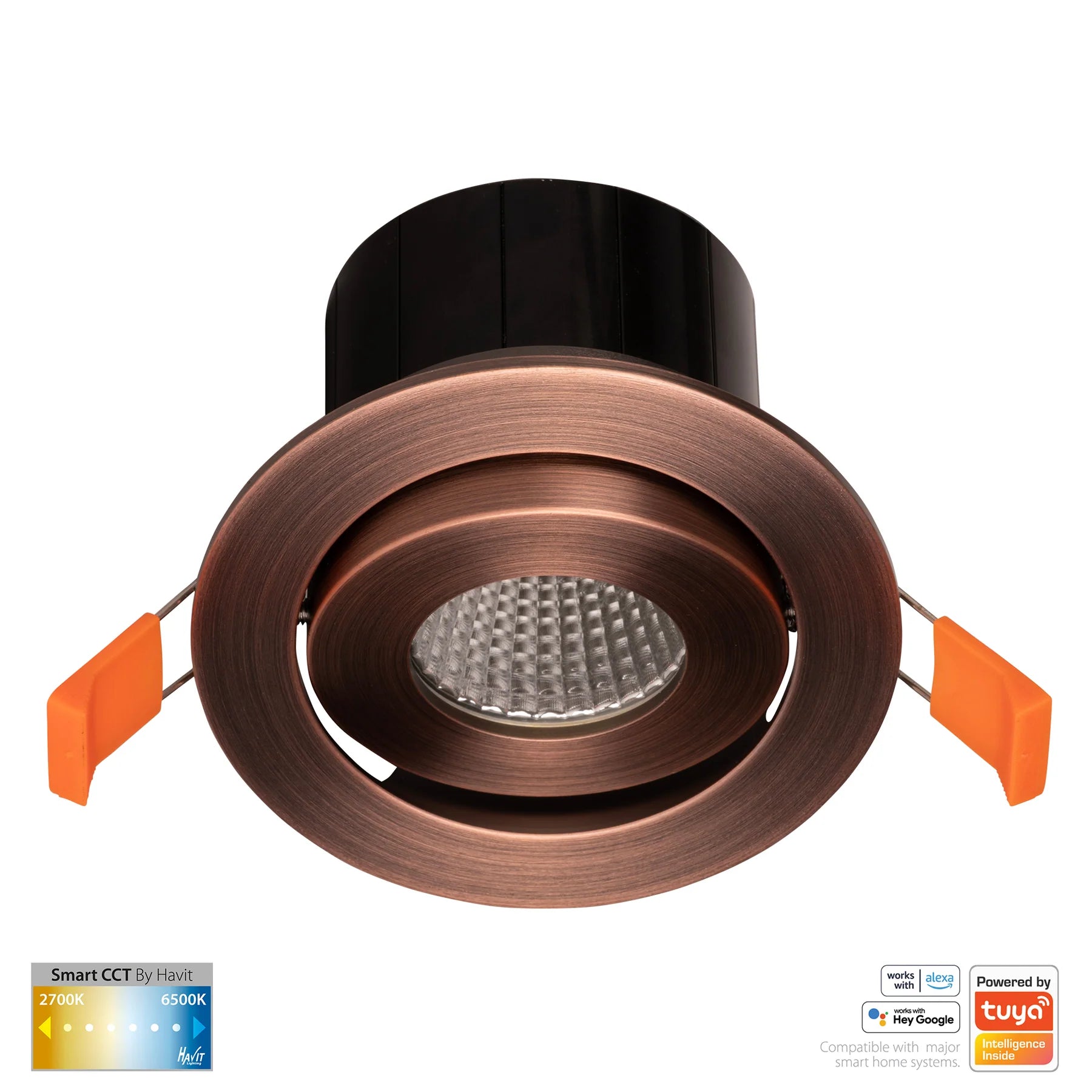 Havit Prime Tilt CCT WIFI LED Downlights 2700K-6500K Antique Brass 12W 240V IP54- HV5512CCT-AB