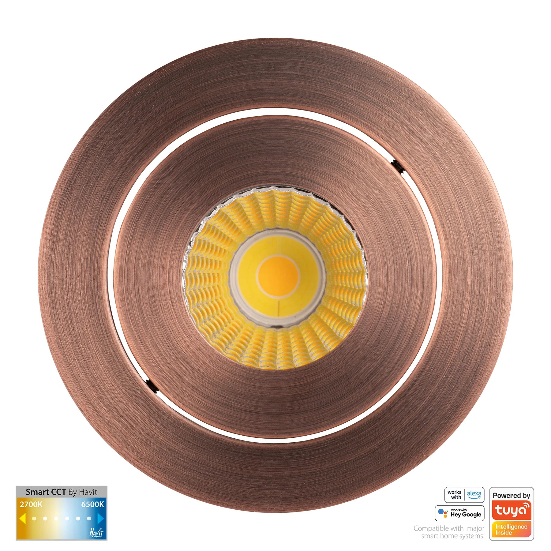 Havit Prime Tilt CCT WIFI LED Downlights 2700K-6500K Antique Brass 12W 240V IP54- HV5512CCT-AB