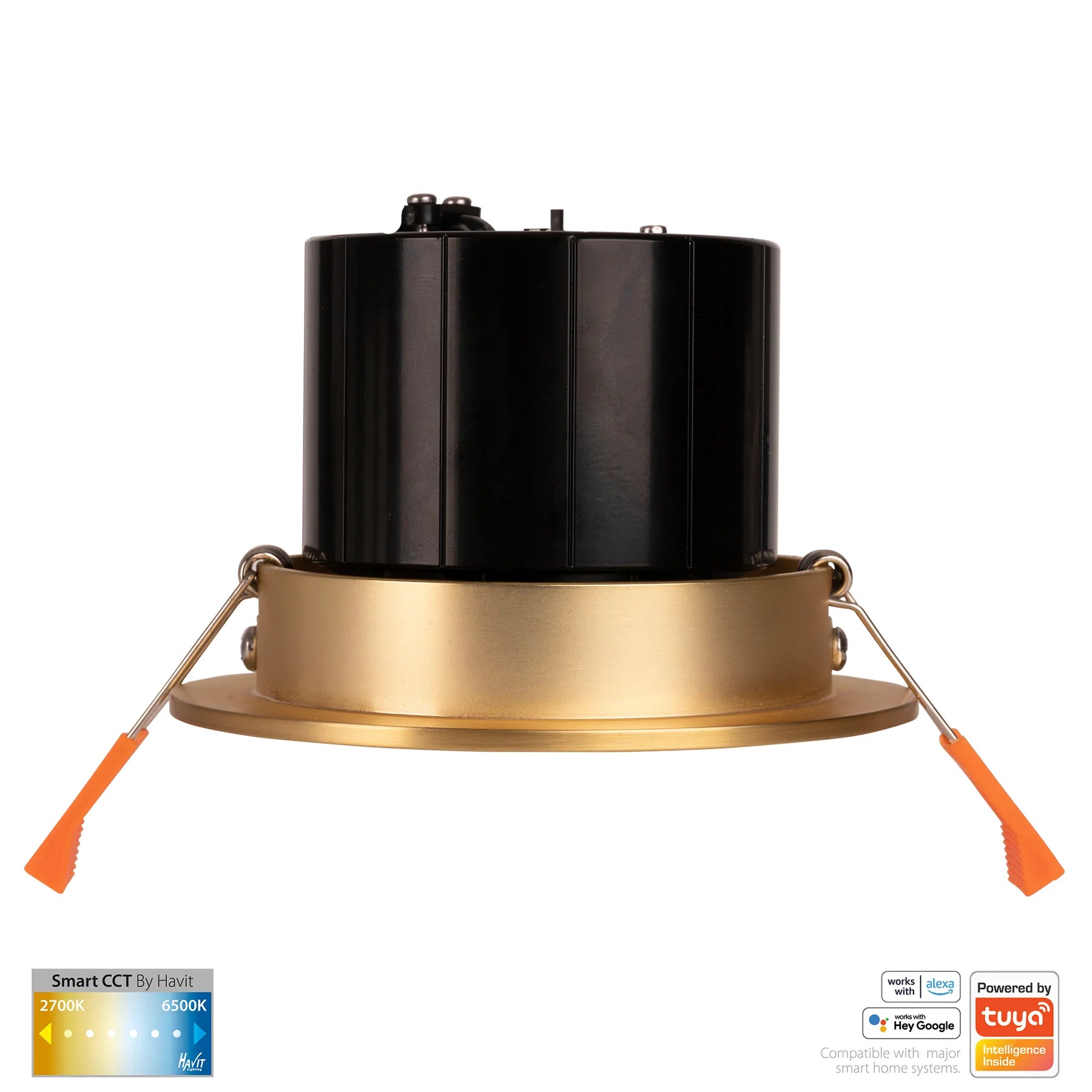 Havit Prime Tilt CCT WIFI LED Downlights Tri- Brass 12W 240V IP54- HV5512CCT-BR
