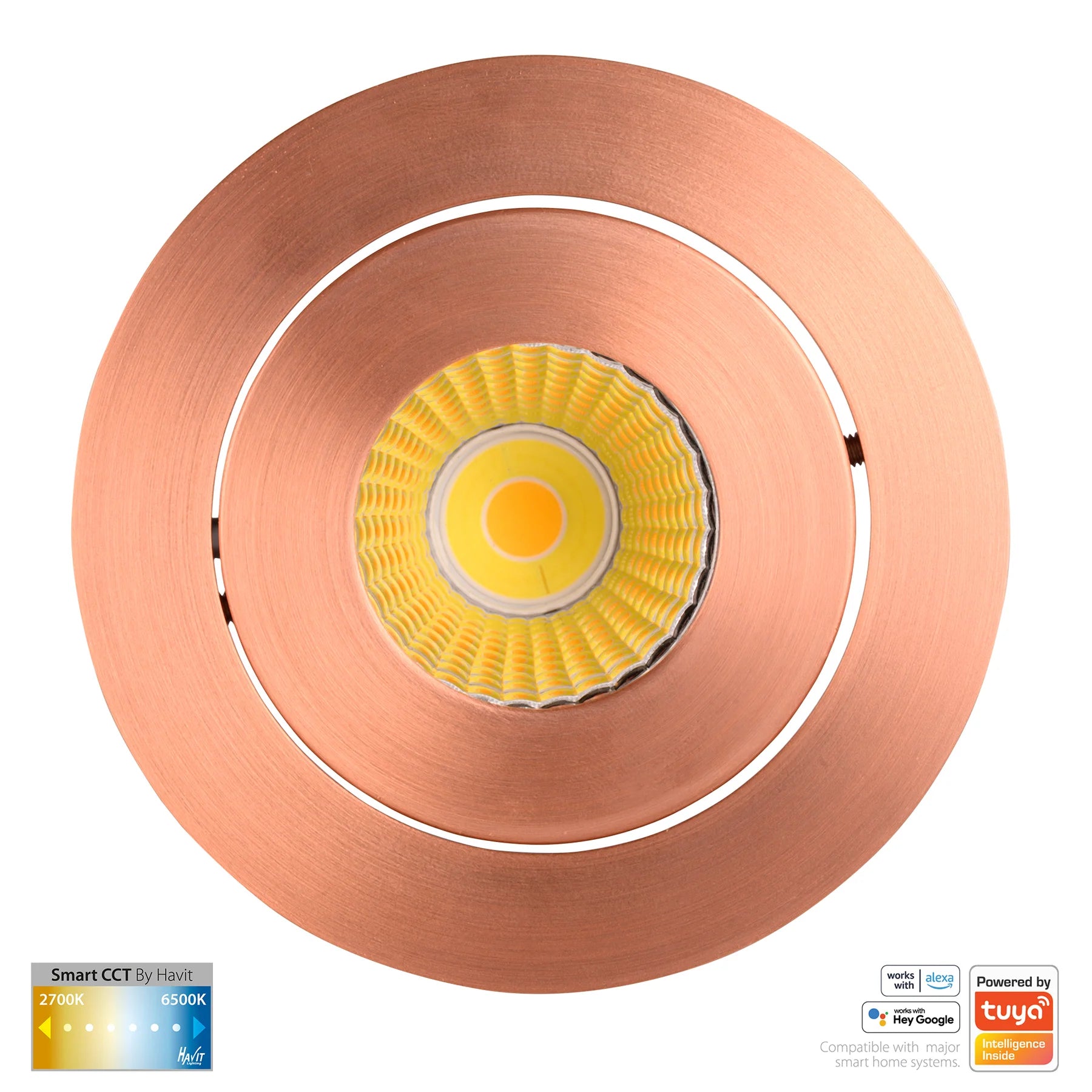 Havit Prime Tilt CCT WIFI LED Downlights 2700K-6500K Copper 12W 240V IP54- HV5512CCT-CP